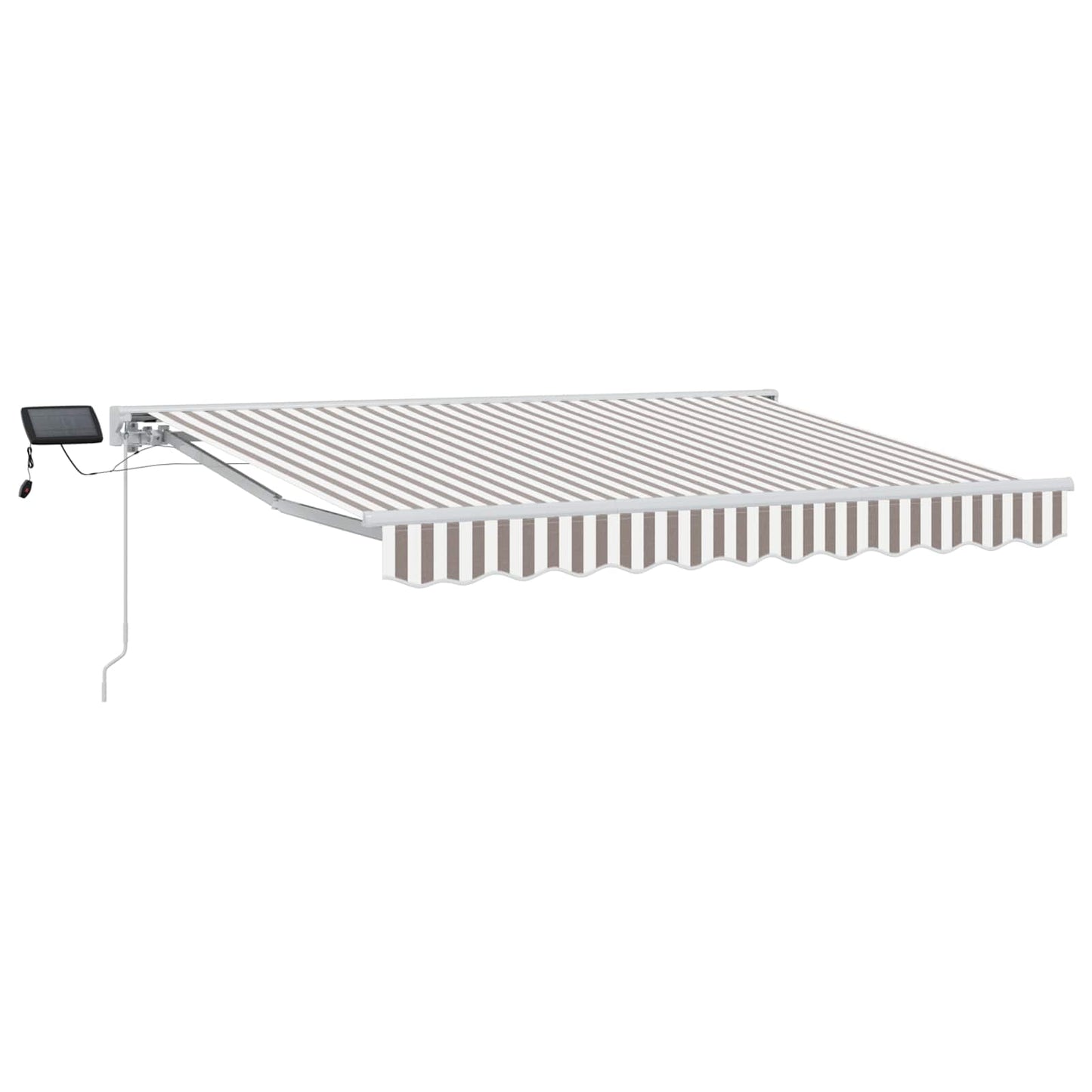 Handmatige Luifelhouder met LED's Lichtgrijs en wit. 4 × 3,5 m is nu te koop bij PeponiXL, paradijselijk wonen!