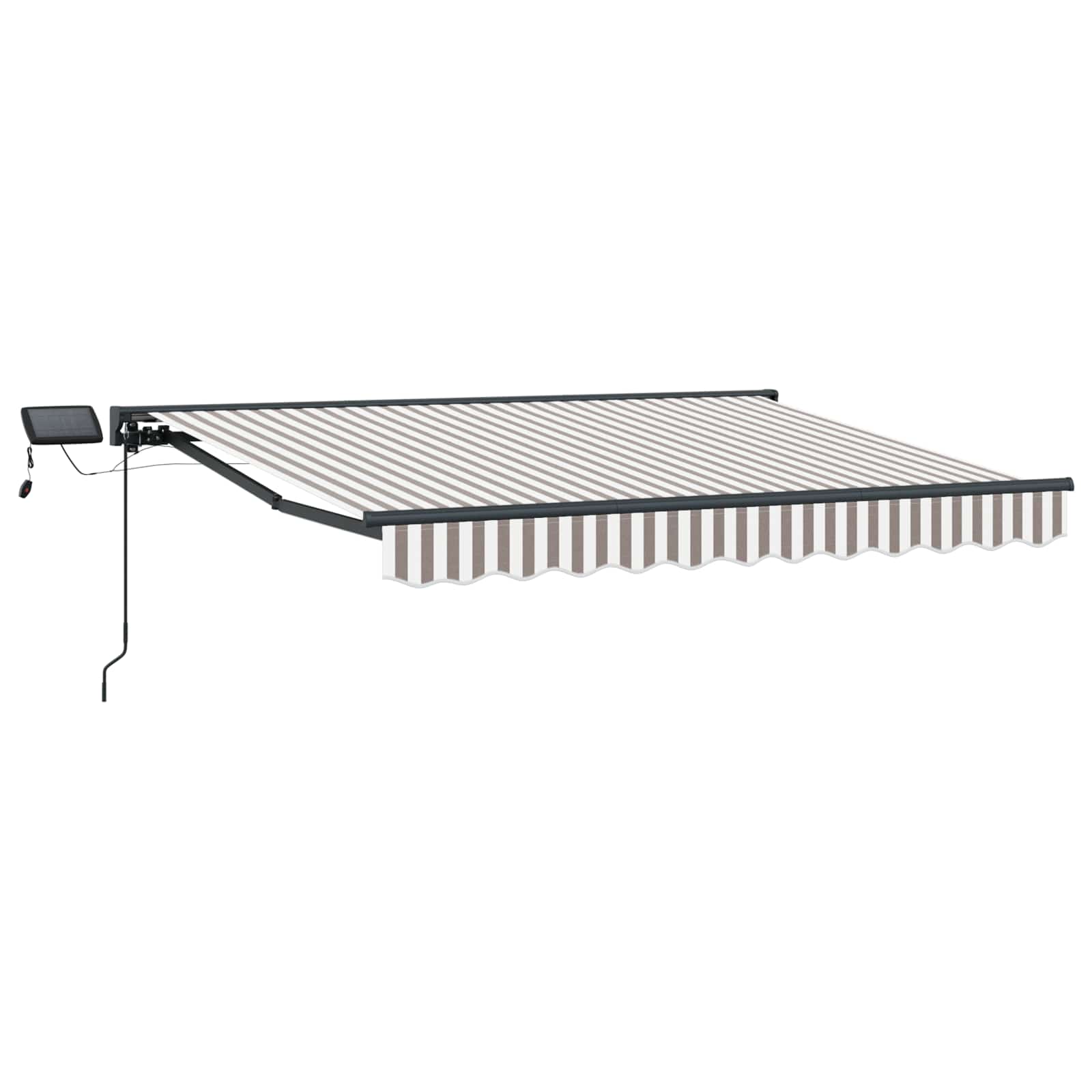 Handmatige Luifelhouder met LED's Lichtgrijs en wit. 4 × 3,5 m is nu te koop bij PeponiXL, paradijselijk wonen!