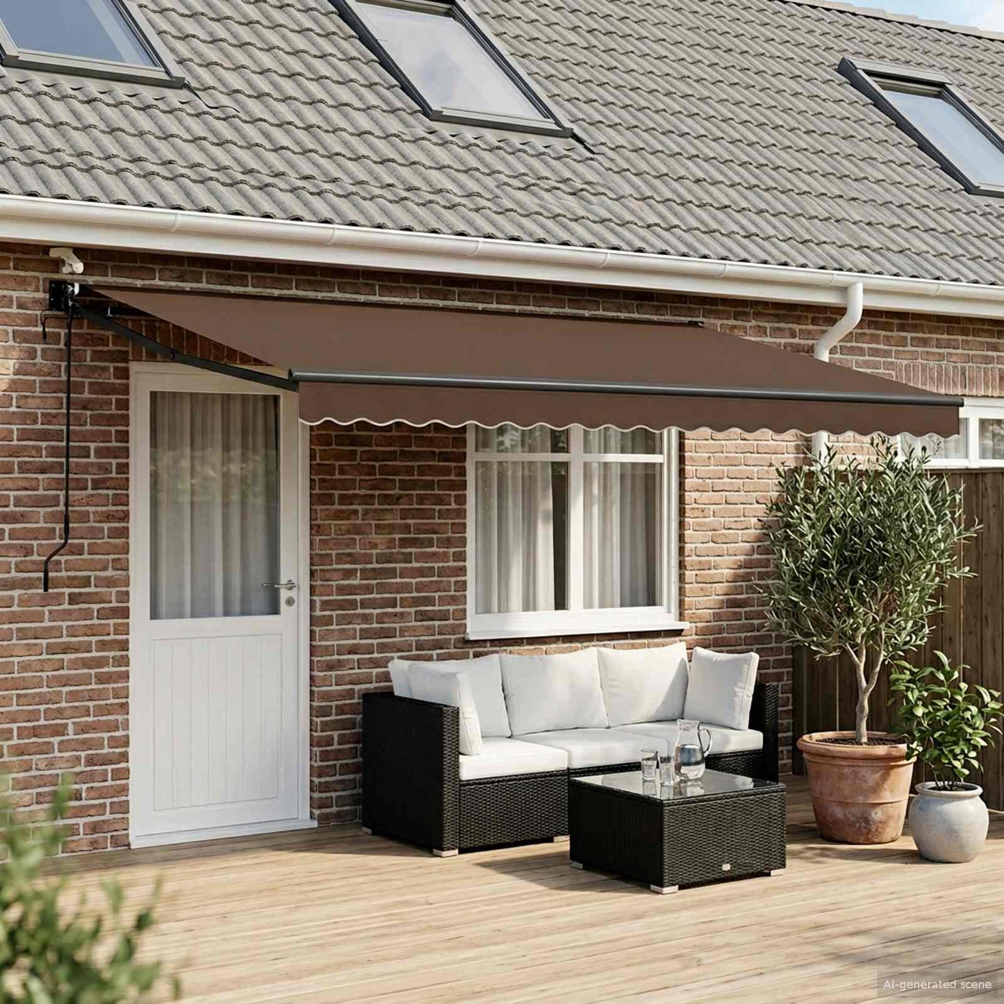 Elektrisch Uittrekbaar Zonnescherm Taupe is nu te koop bij PeponiXL, paradijselijk wonen!
