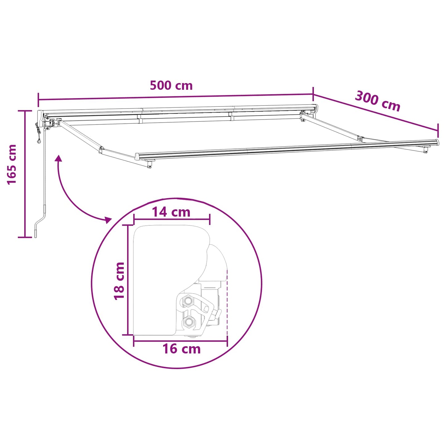 Elektrisch Uittrekbaar Zonnescherm Lichtgrijs en wit. 5 x 3 m is nu te koop bij PeponiXL, paradijselijk wonen!