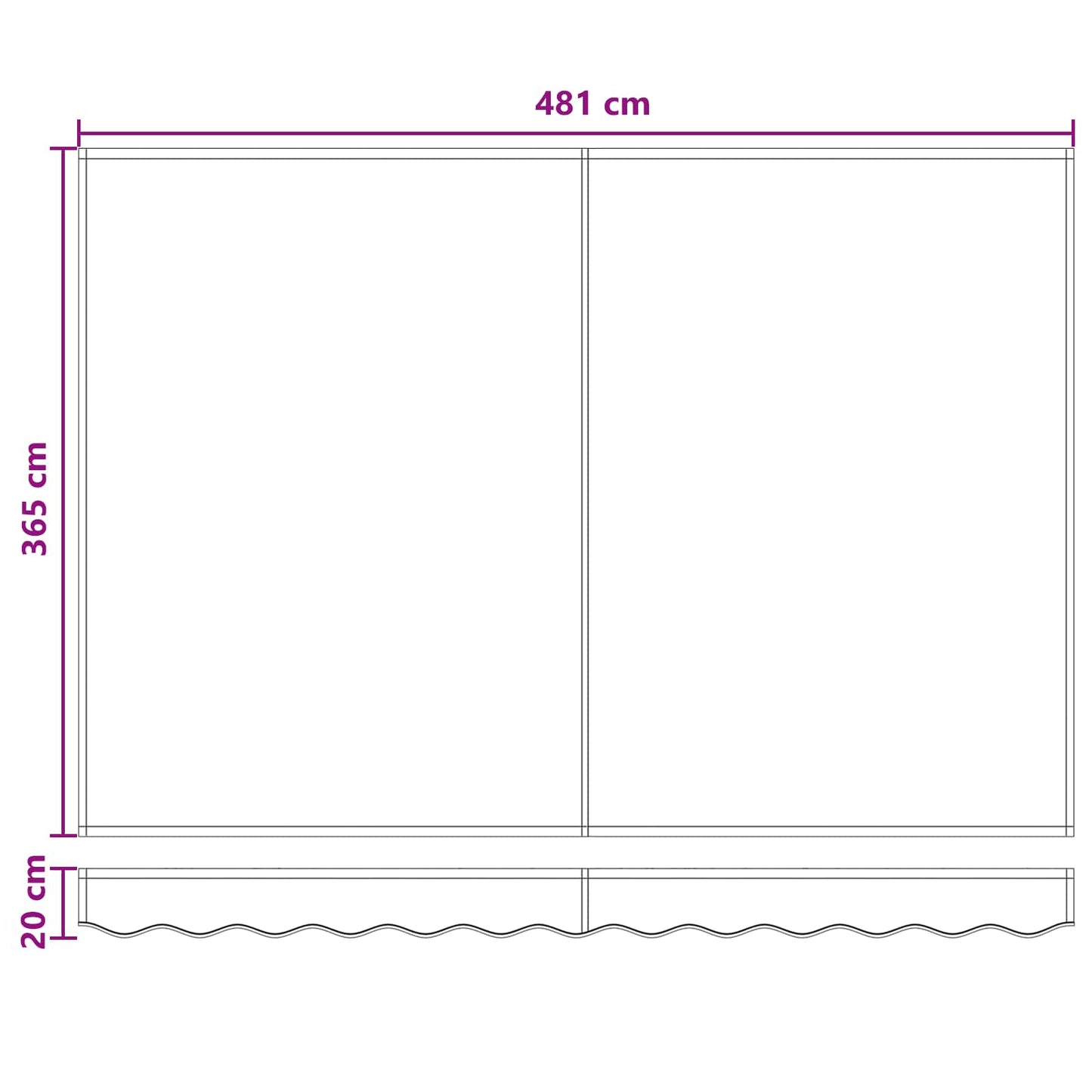 Inklapbaar Zonnescherm Lichtgrijs en wit. 500 × 350 cm