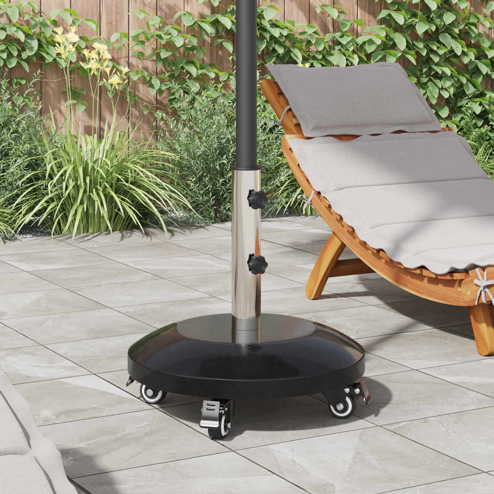 Granieten parasolvoet met wielen voor parasolstok van 40-50 mm 29 kg Zwart is nu te koop bij PeponiXL, paradijselijk wonen!