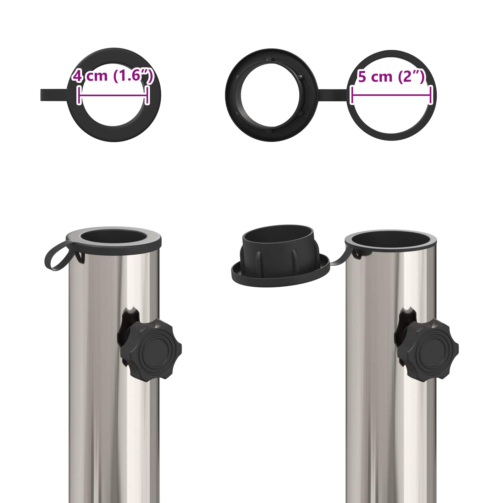 Parasolvoet voor 40-50 mm paal 26.45 kg Grijs Graniet en RVS is nu te koop bij PeponiXL, paradijselijk wonen!
