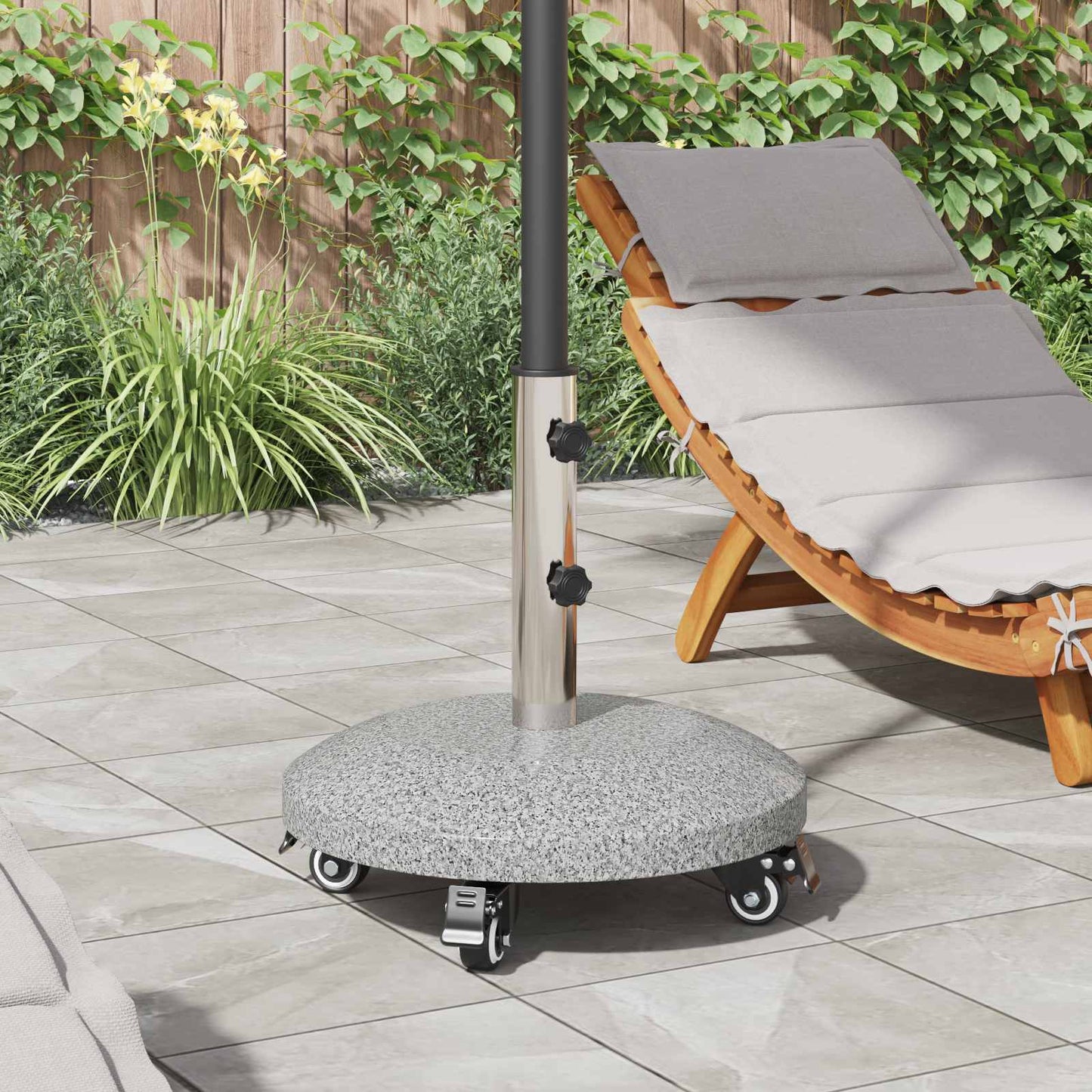 Graniet parasolvoet met wielen voor 4-5 cm stok 27.2 kg Grijs is nu te koop bij PeponiXL, paradijselijk wonen!