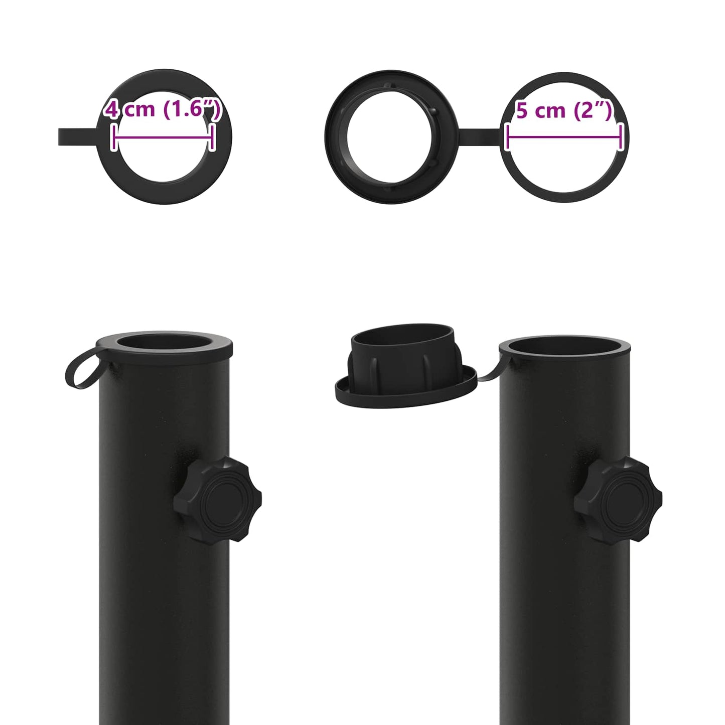 Parasol Basisbuis 0.6 kg Zwart IJzer for 40-50 mm Pole is nu te koop bij PeponiXL, paradijselijk wonen!