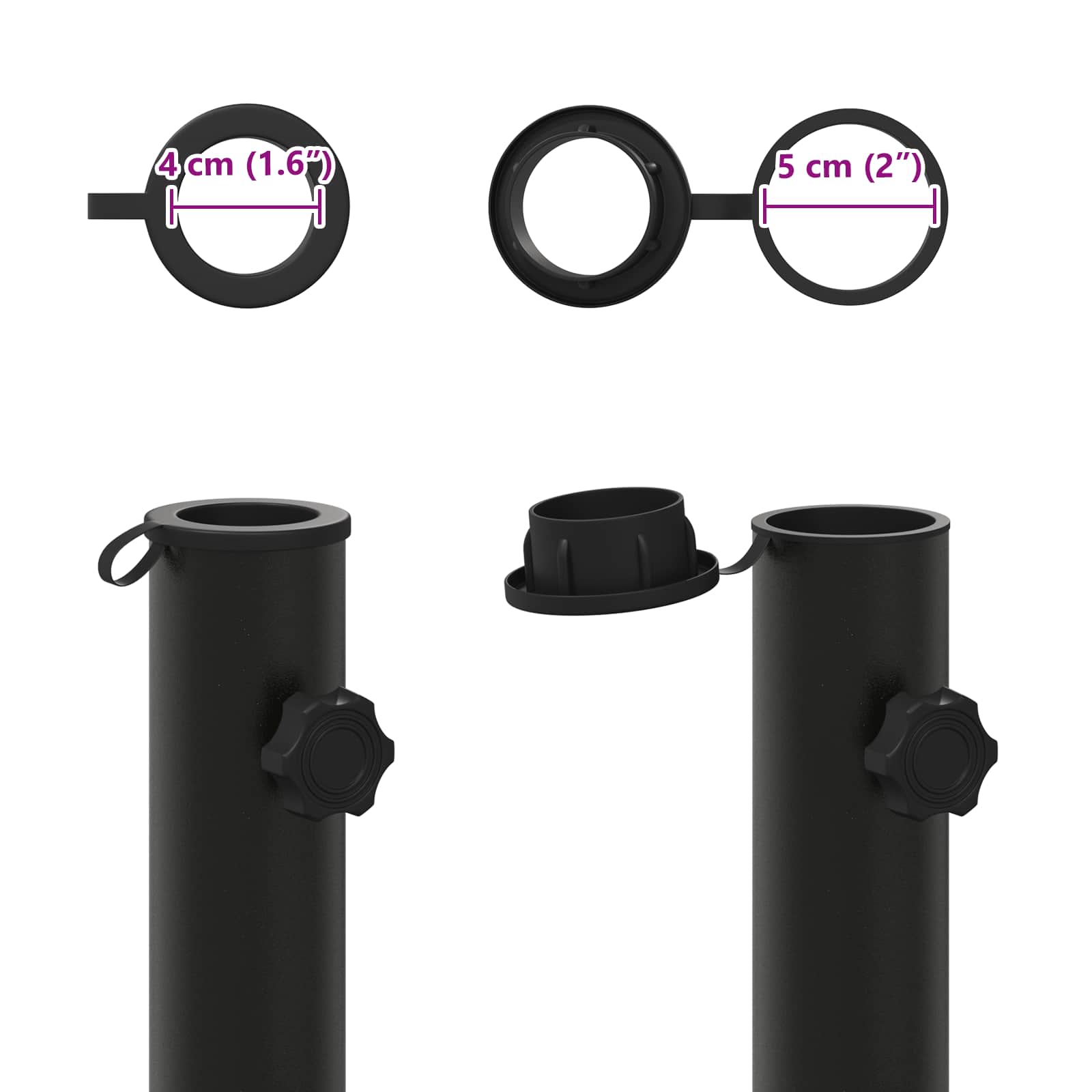 Parasol Basisbuis 0.6 kg Zwart IJzer for 40-50 mm Pole is nu te koop bij PeponiXL, paradijselijk wonen!