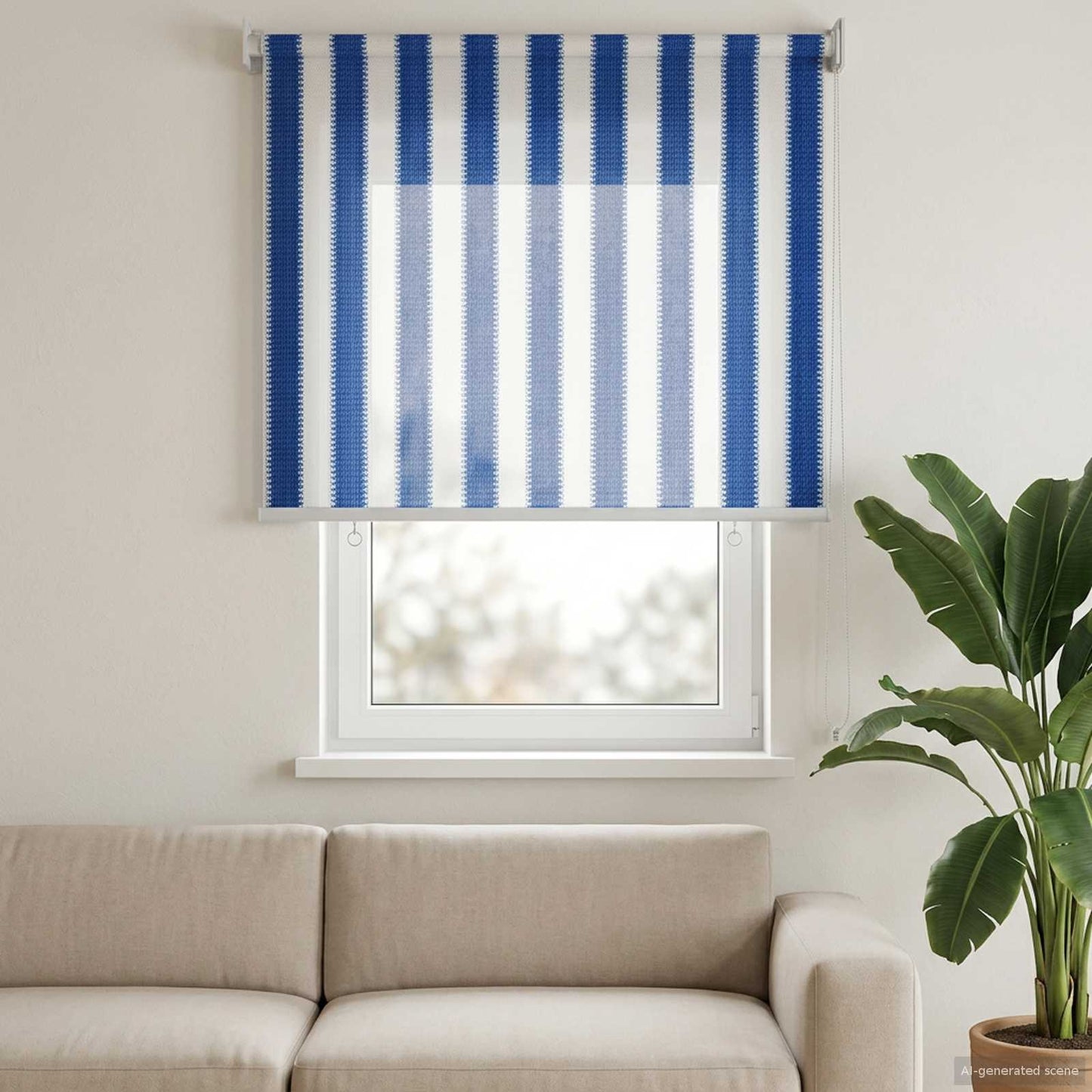 Buitenrolgordijn 90% UV-blok Blauw en Witte Streep 80 x 140 cm is nu te koop bij PeponiXL, paradijselijk wonen!