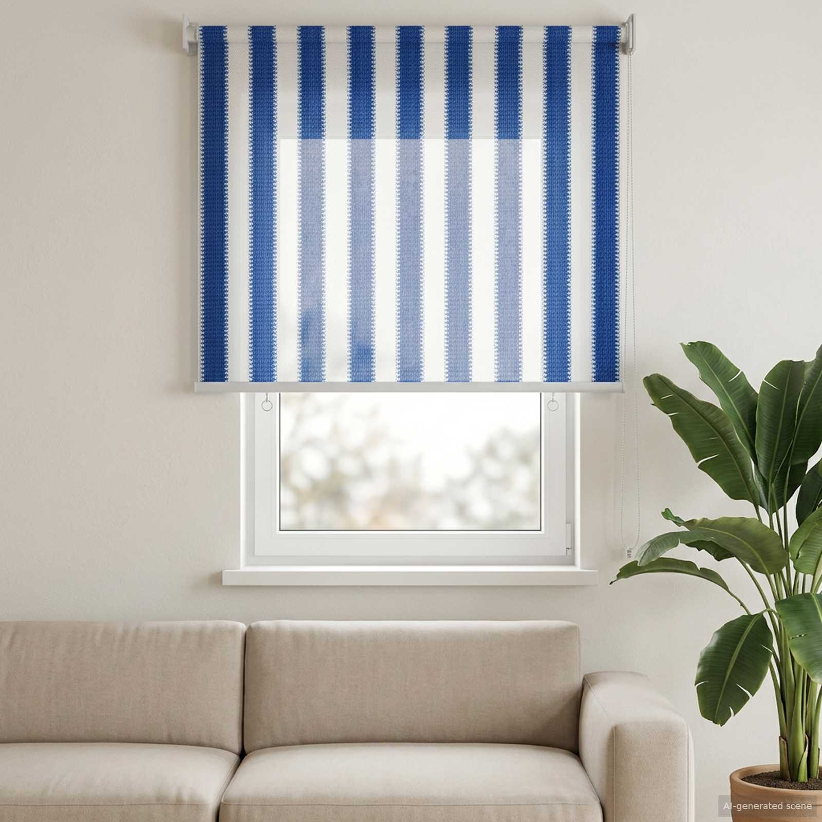 Buitenrolgordijn 90% UV-blok Blauw en Witte Streep 80 x 140 cm is nu te koop bij PeponiXL, paradijselijk wonen!