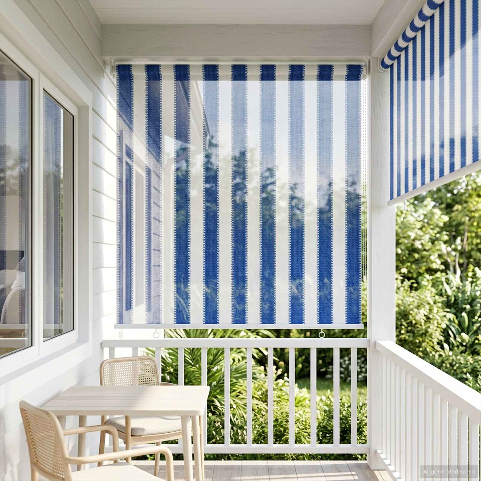 Buitenrolgordijn 90% UV-blok Blauw en Witte Streep 80 x 230 cm is nu te koop bij PeponiXL, paradijselijk wonen!