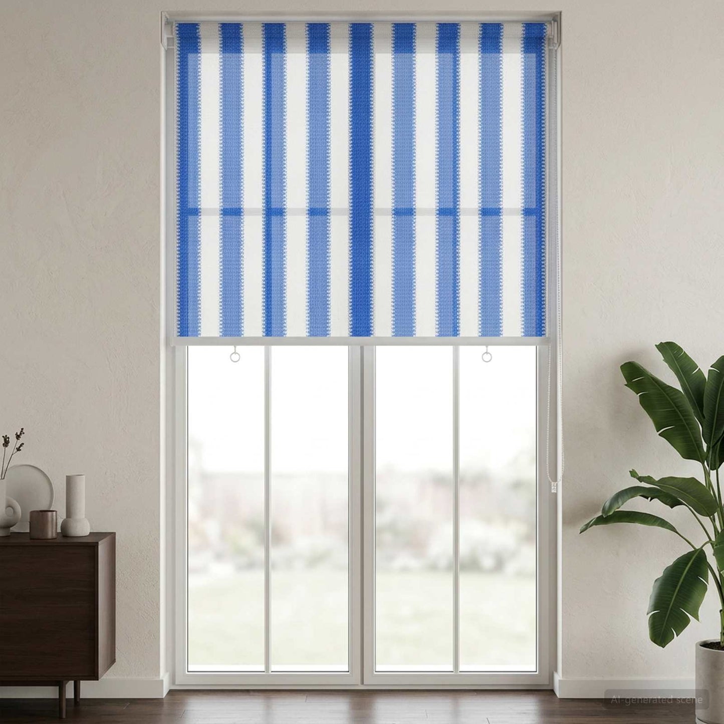 Buitenrolgordijn 90% UV-blok Blauw en Witte Streep 80 x 230 cm is nu te koop bij PeponiXL, paradijselijk wonen!