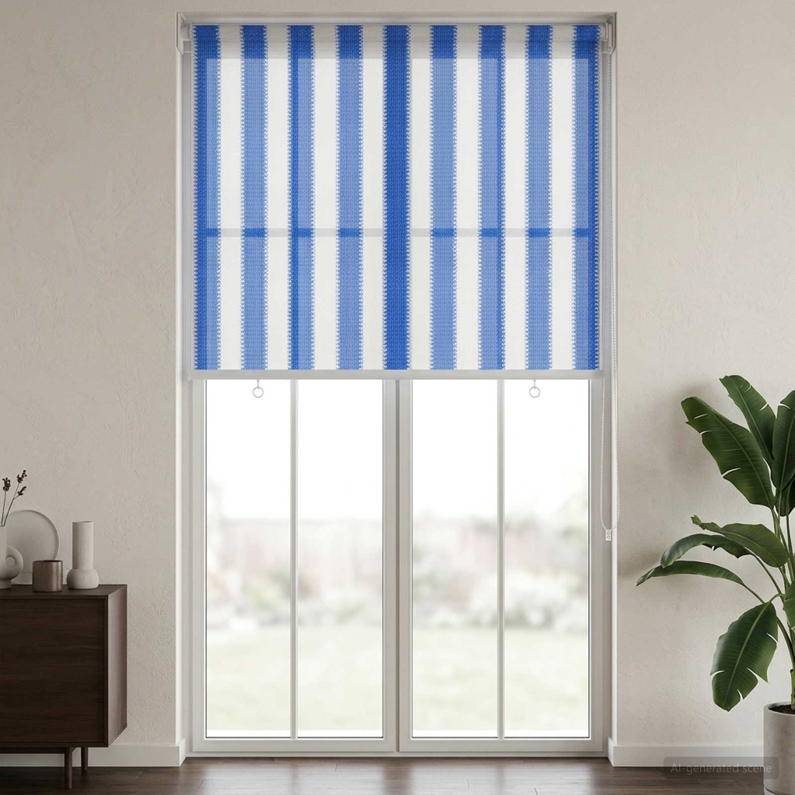 Buitenrolgordijn 90% UV-blok Blauw en Witte Streep 100 x 230 cm is nu te koop bij PeponiXL, paradijselijk wonen!
