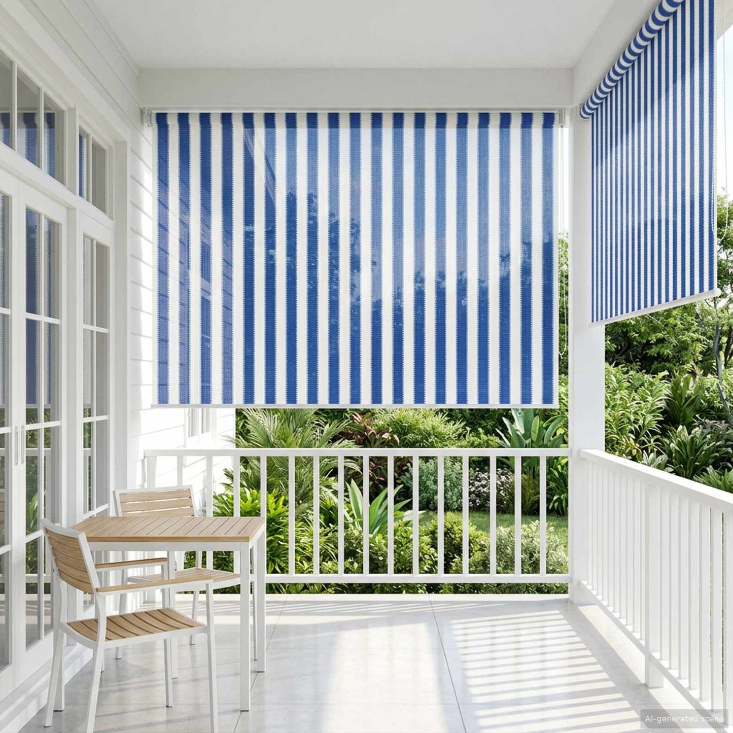 Buitenrolgordijn 90% UV-blok Blauw en Witte Streep 160 x 230 cm is nu te koop bij PeponiXL, paradijselijk wonen!