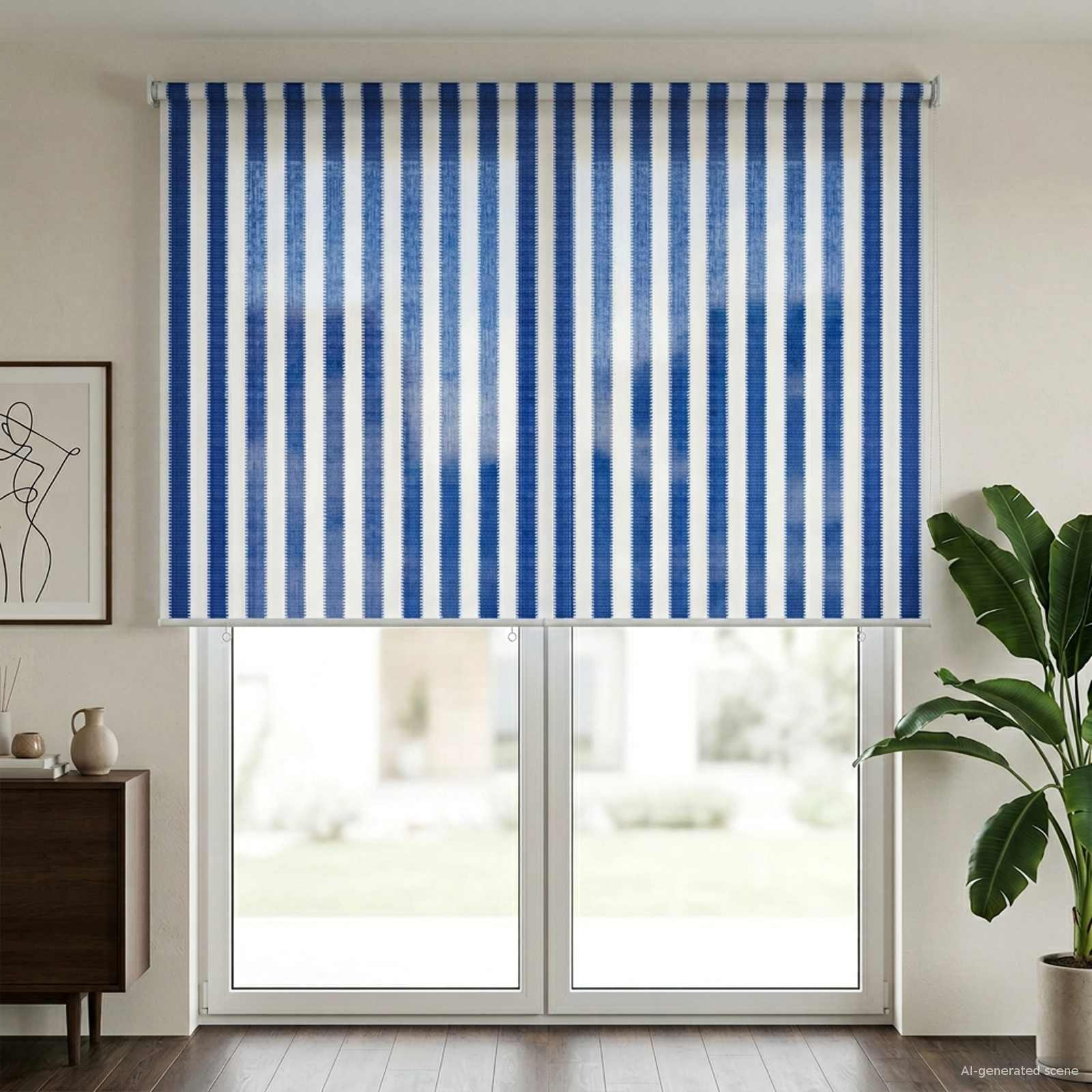 Buitenrolgordijn 90% UV-blok Blauw en Witte Streep 160 x 230 cm is nu te koop bij PeponiXL, paradijselijk wonen!