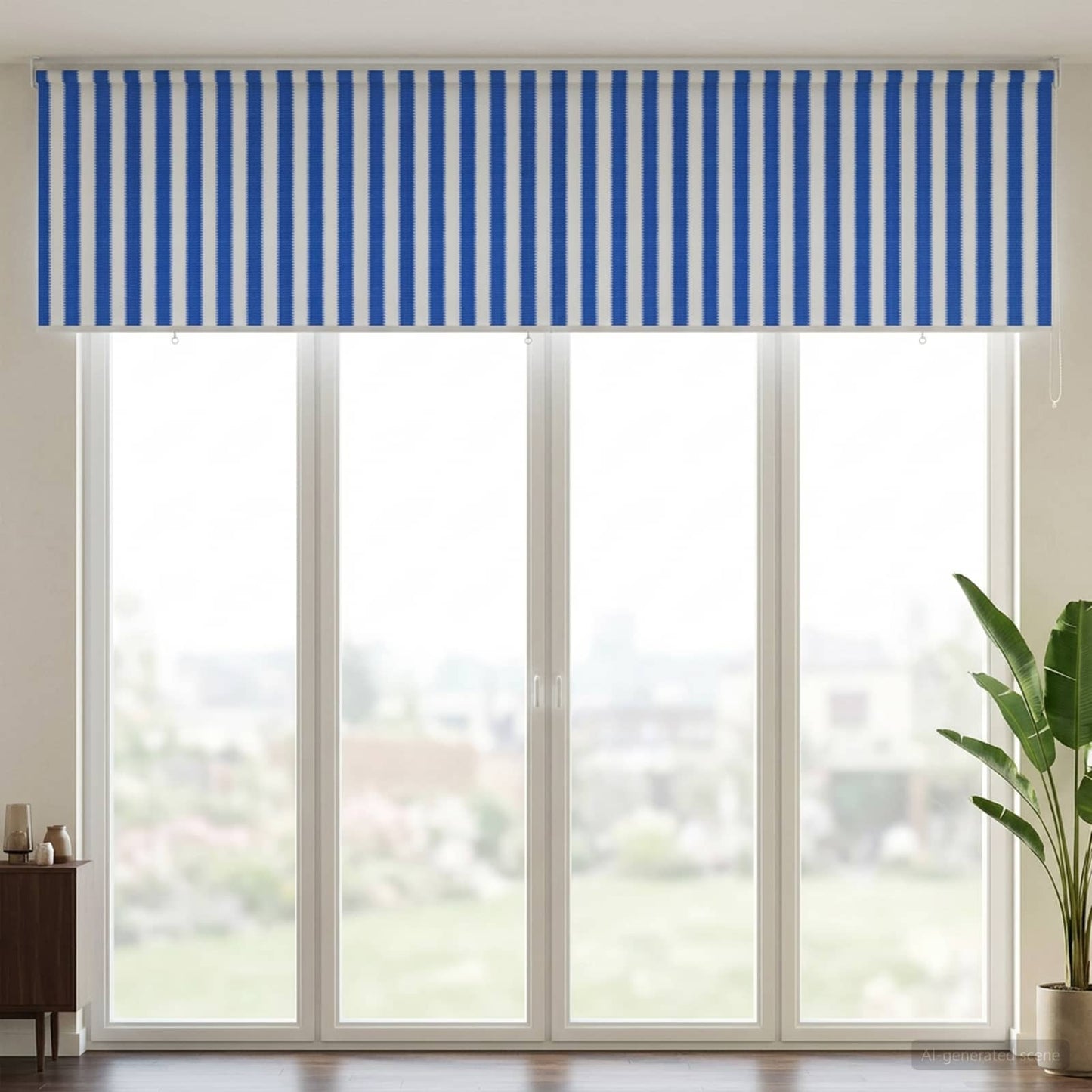 Buitenrolgordijn 90% UV-blok Blauw en Witte Streep 350 x 230 cm is nu te koop bij PeponiXL, paradijselijk wonen!