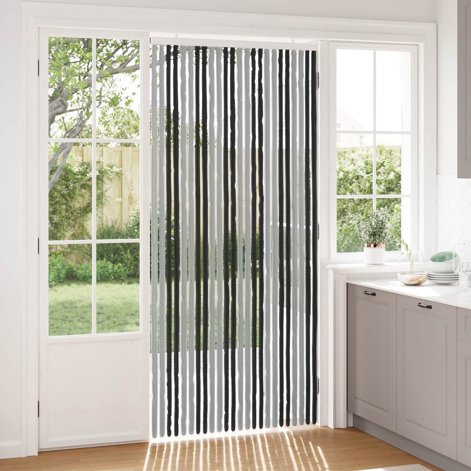 Insecten Gordijn Chenille Grijs en zwart 100 x 220 cm 100% PP is nu te koop bij PeponiXL, paradijselijk wonen!