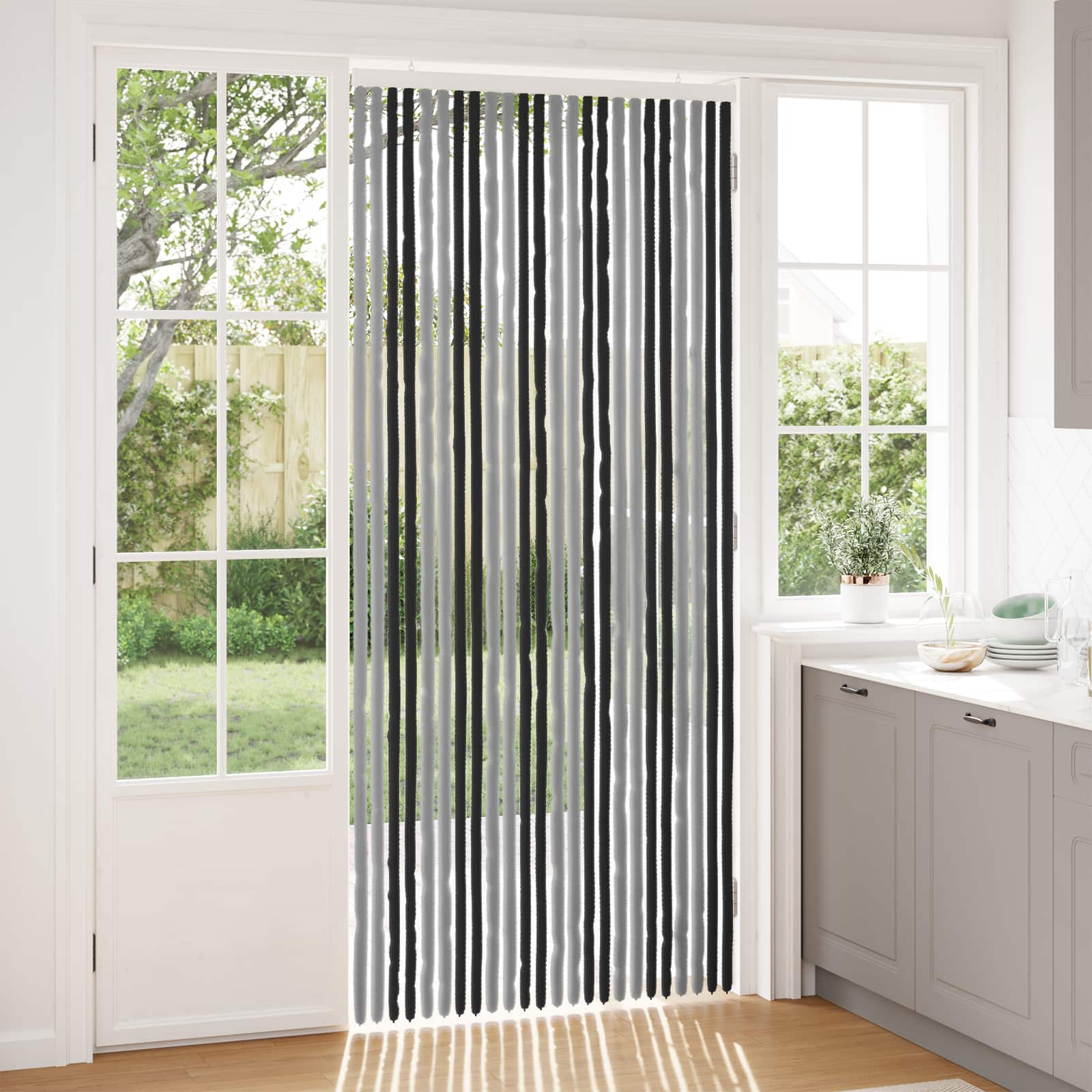 Insecten Gordijn Chenille Grijs en zwart 100 x 230 cm 100% PP is nu te koop bij PeponiXL, paradijselijk wonen!