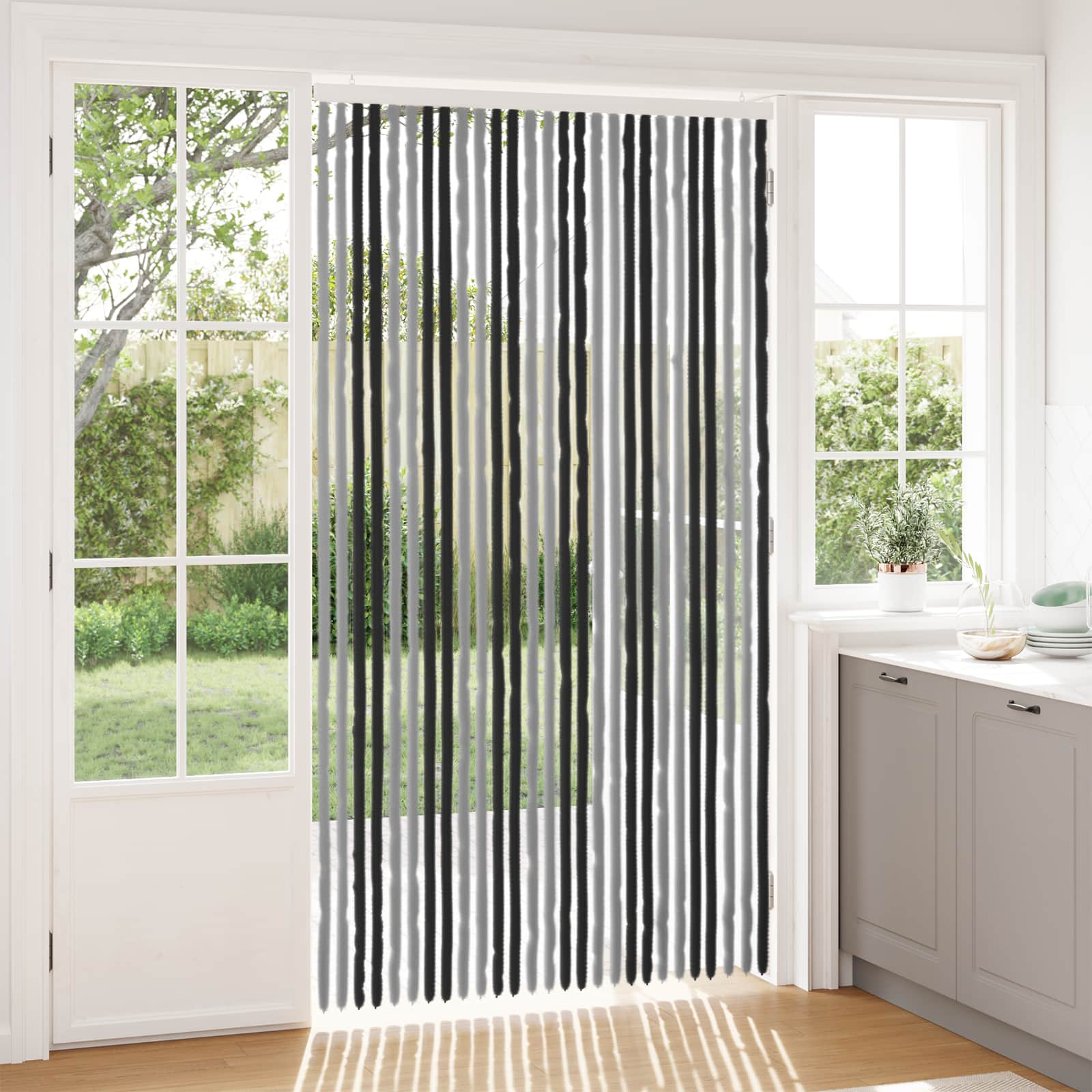 Insecten Gordijn Chenille Grijs en zwart 118 x 220 cm 100% PP is nu te koop bij PeponiXL, paradijselijk wonen!