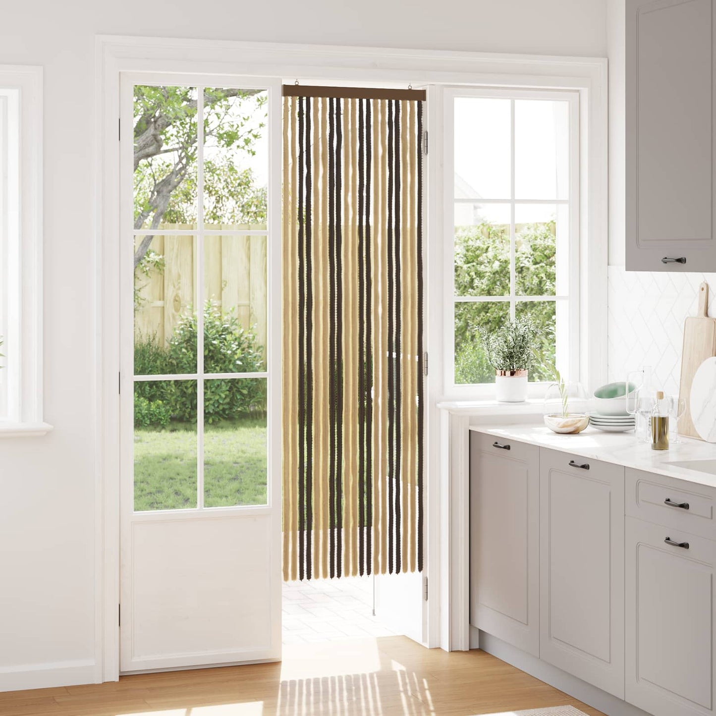 Insecten Gordijn Chenille Donkerbruin, Beige 56 x 185 cm is nu te koop bij PeponiXL, paradijselijk wonen!