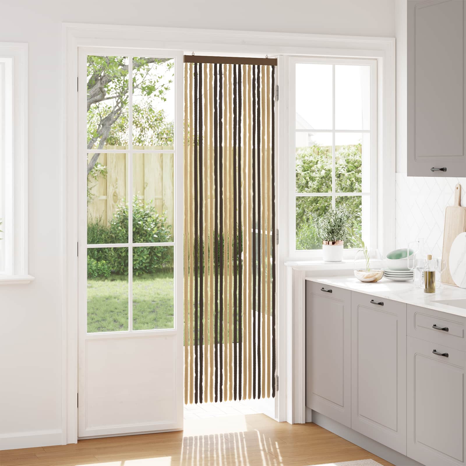 Insecten Gordijn Chenille Donkerbruin, Beige 56 x 200 cm is nu te koop bij PeponiXL, paradijselijk wonen!