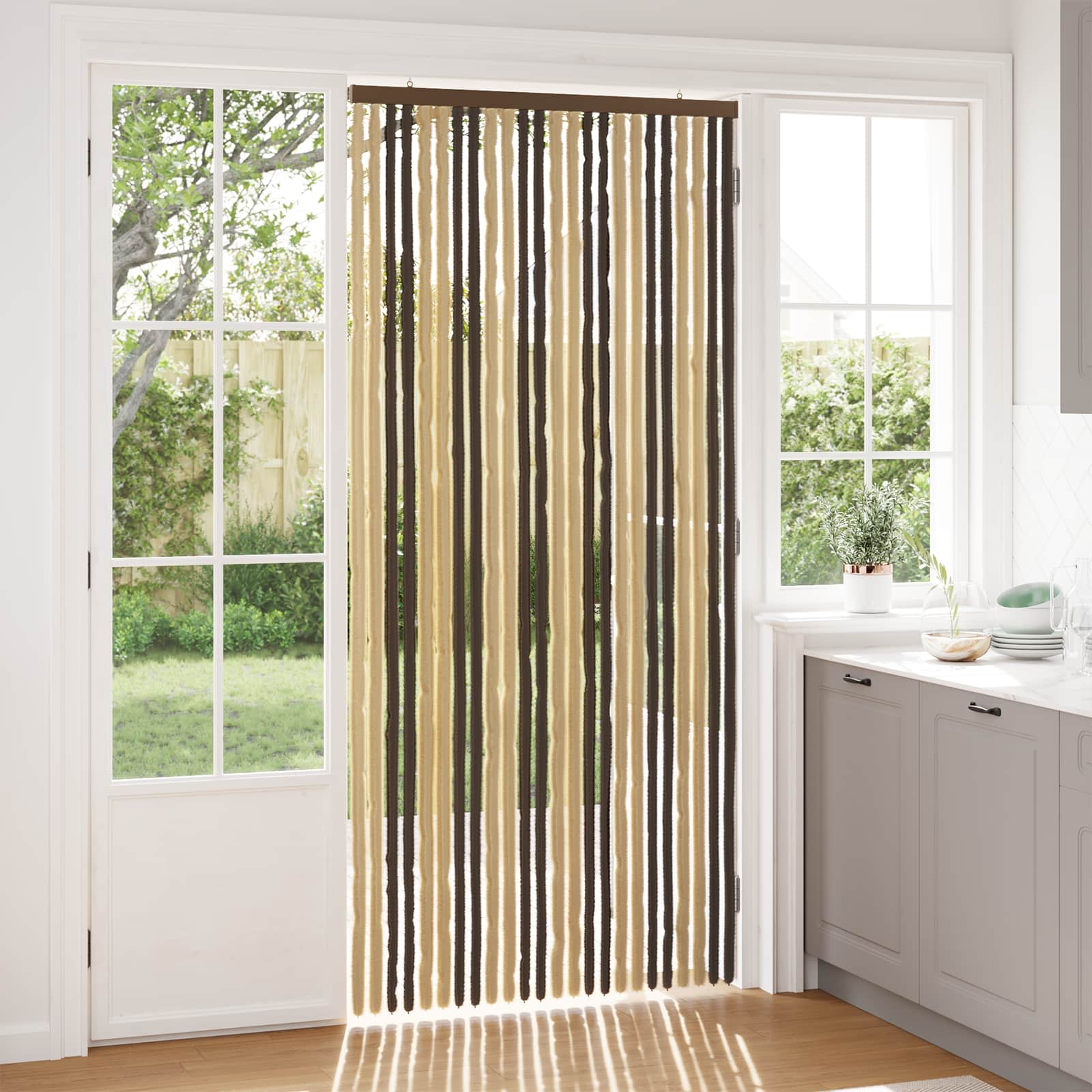 Insecten Gordijn Chenille Donkerbruin, Beige 100 x 220 cm is nu te koop bij PeponiXL, paradijselijk wonen!