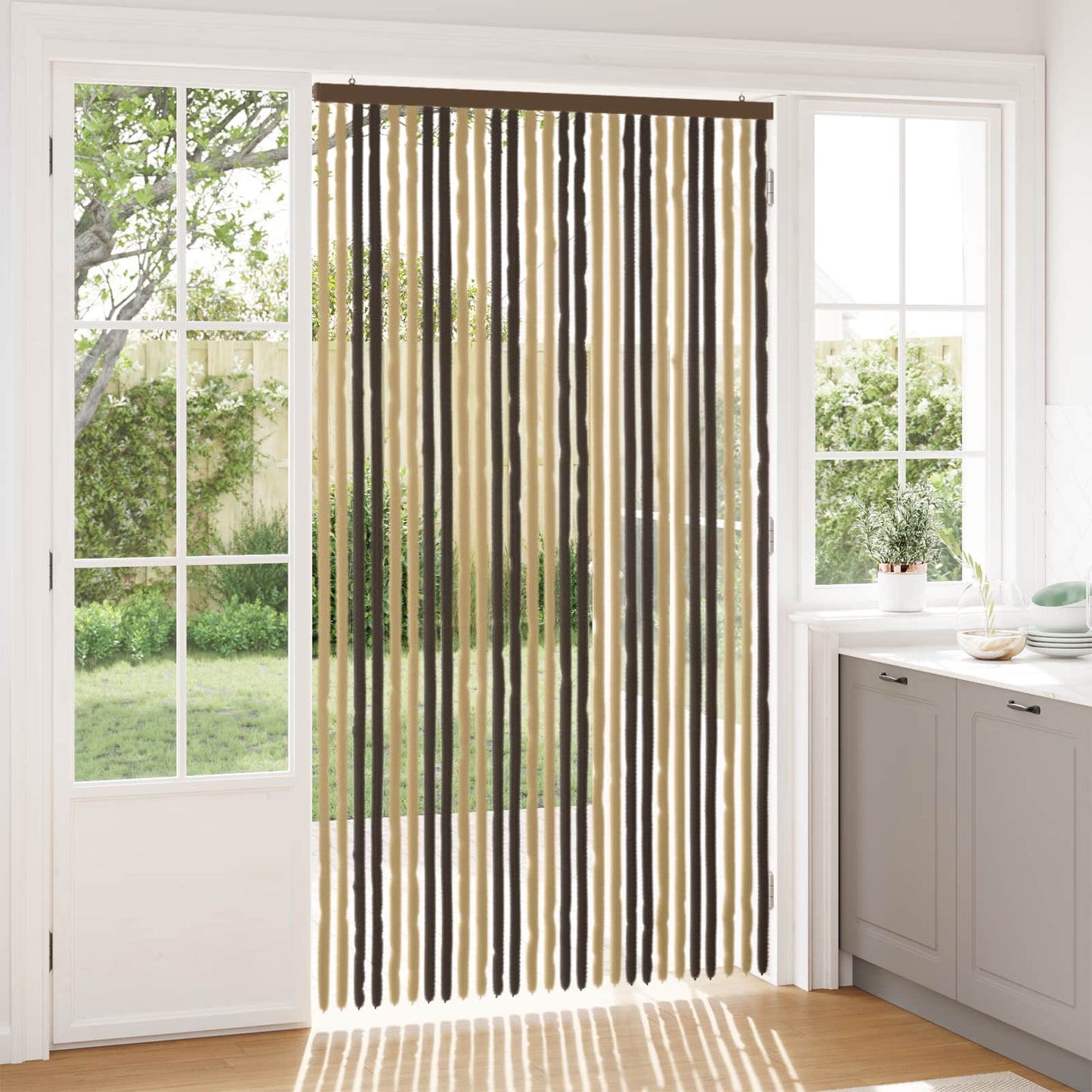 Insecten Gordijn Chenille Donkerbruin, Beige 118 x 220 cm is nu te koop bij PeponiXL, paradijselijk wonen!