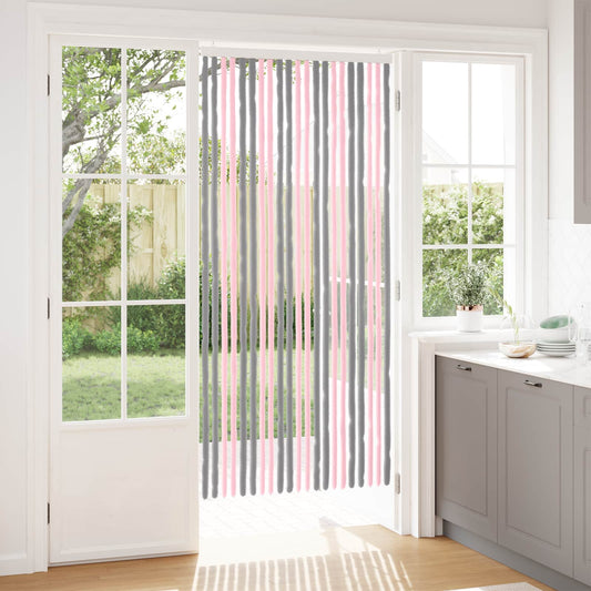 Insecten Gordijn Chenille Zilvergrijs en Roze 90 x 200 cm is nu te koop bij PeponiXL, paradijselijk wonen!