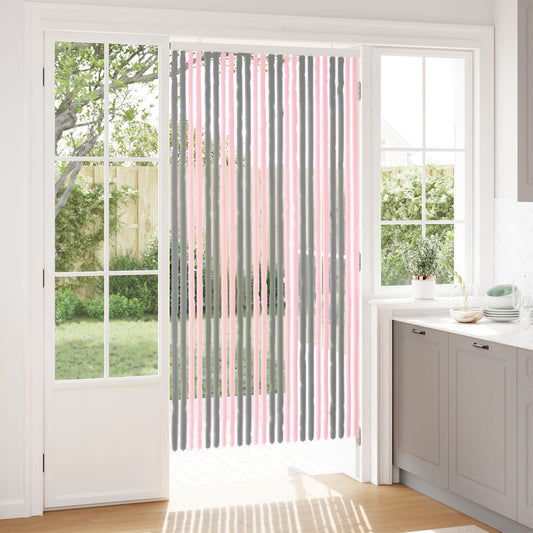 Insecten Gordijn Chenille Zilvergrijs en Roze 100 x 200 cm is nu te koop bij PeponiXL, paradijselijk wonen!