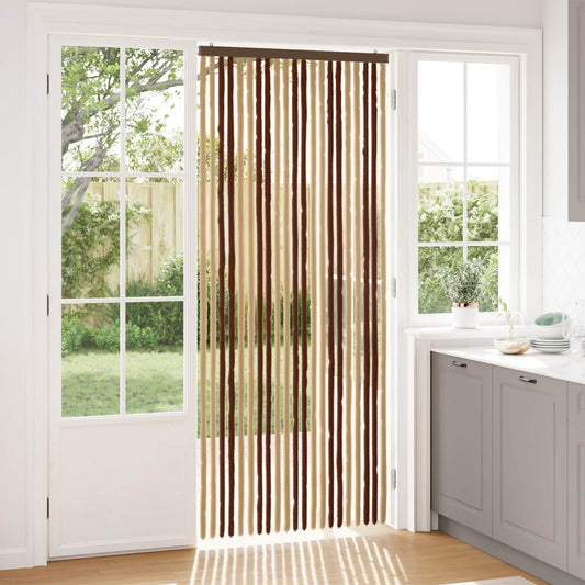 Insecten Gordijn Chenille Bruin en beige 90 x 220 cm 100% PP is nu te koop bij PeponiXL, paradijselijk wonen!