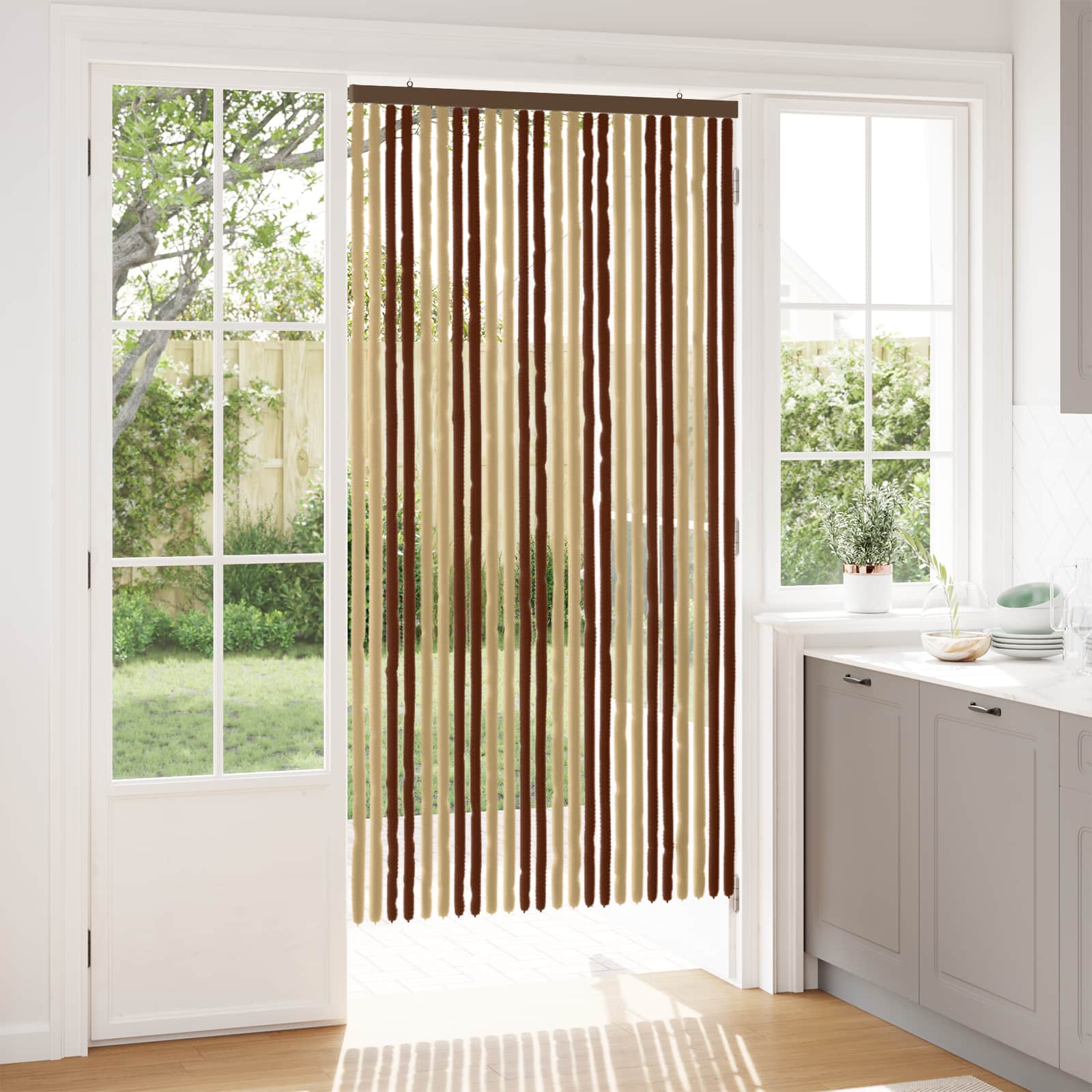Insecten Gordijn Chenille Bruin en beige 100 x 200 cm 100% PP is nu te koop bij PeponiXL, paradijselijk wonen!
