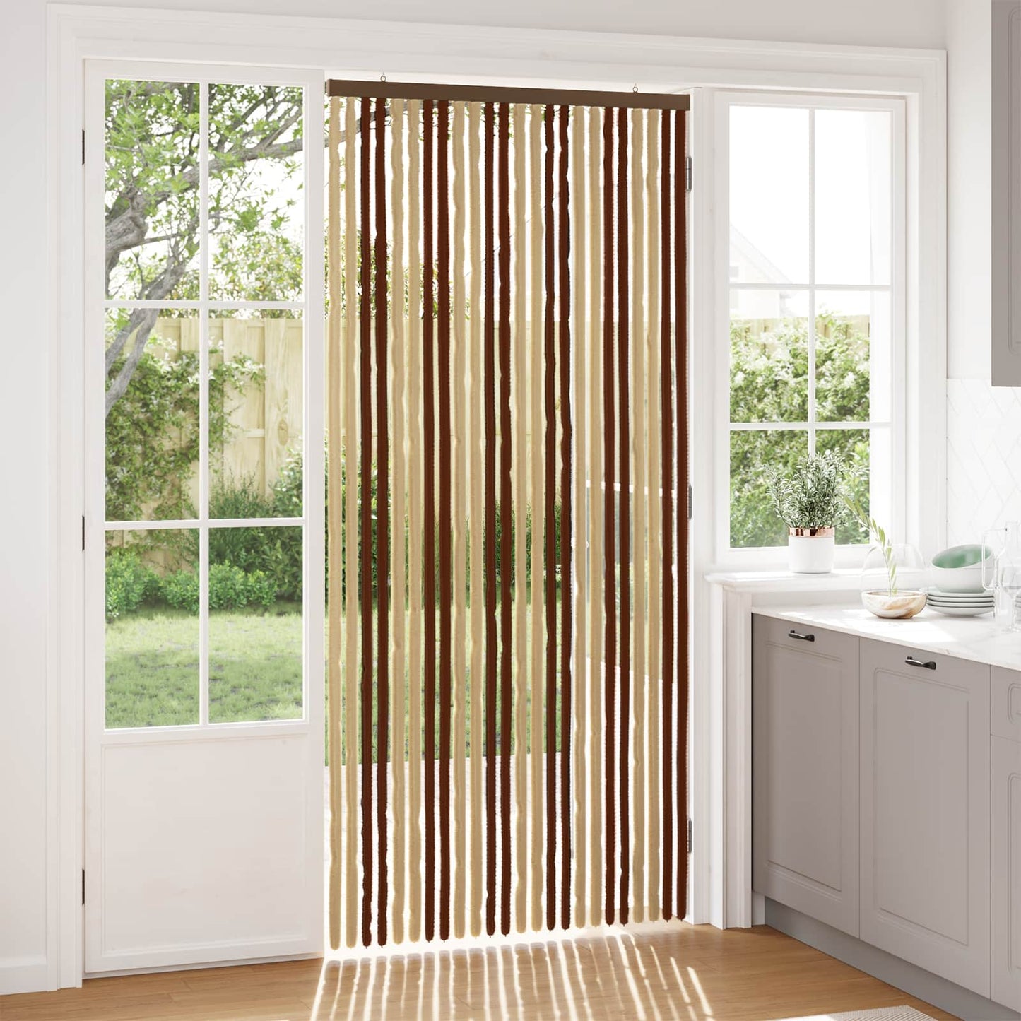 Insecten Gordijn Chenille Bruin en beige 100 x 220 cm 100% PP is nu te koop bij PeponiXL, paradijselijk wonen!