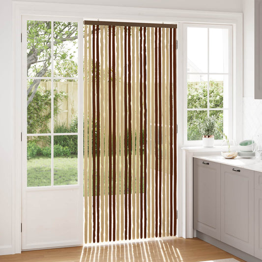 Insecten Gordijn Chenille Bruin en beige 100 x 220 cm 100% PP is nu te koop bij PeponiXL, paradijselijk wonen!