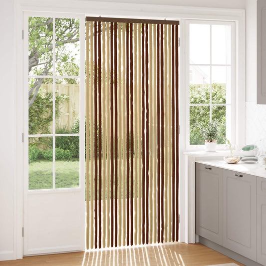 Insecten Gordijn Chenille Bruin en beige 100 x 230 cm 100% PP is nu te koop bij PeponiXL, paradijselijk wonen!