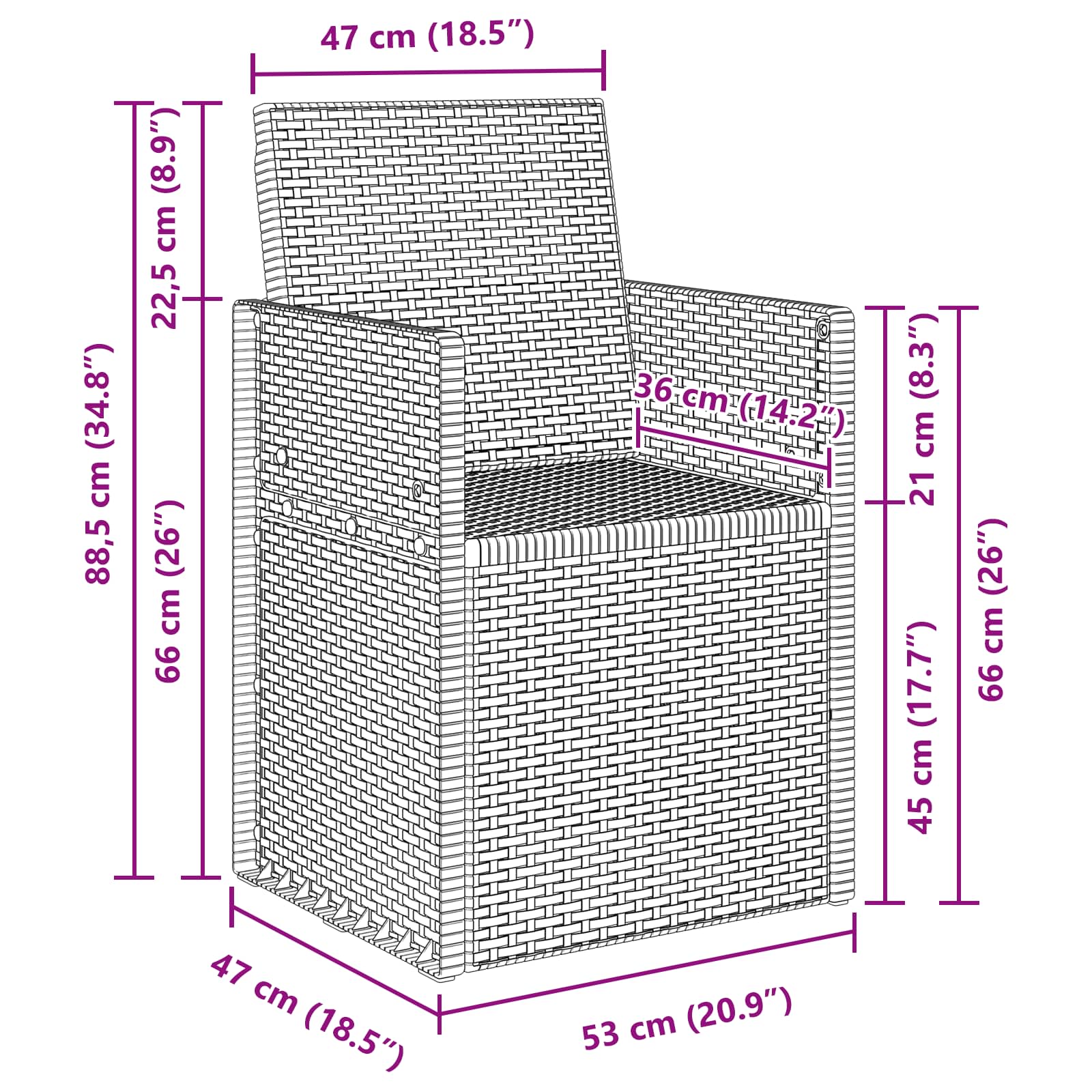 Tuin Eetstoelen 2 st Antraciet 53 x 47 x 88,5 cm PP is nu te koop bij PeponiXL, paradijselijk wonen!