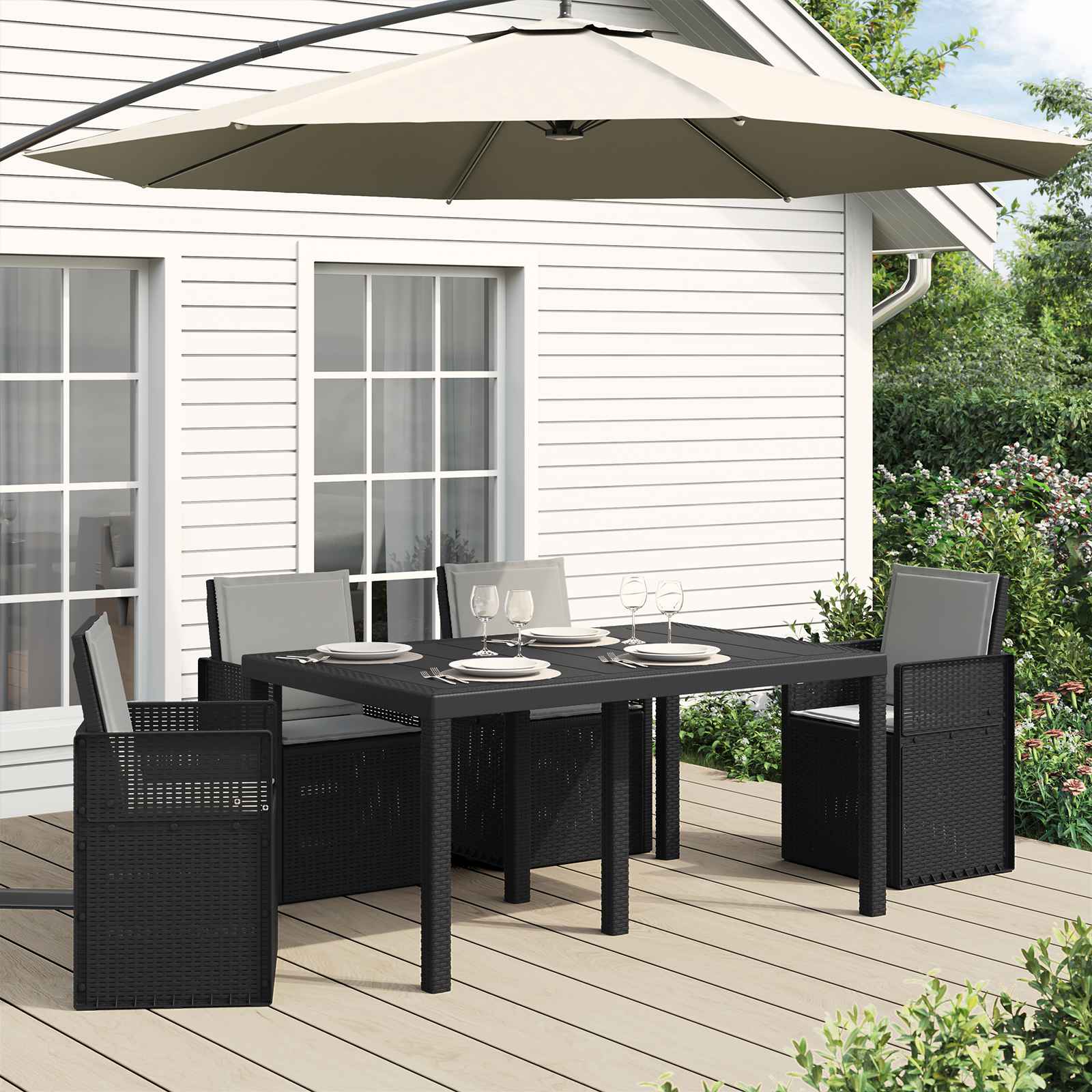 Zit- en Rugkussens 4 pcs Lichtgrijs 47 x 45 x 2 cm Polyester is nu te koop bij PeponiXL, paradijselijk wonen!
