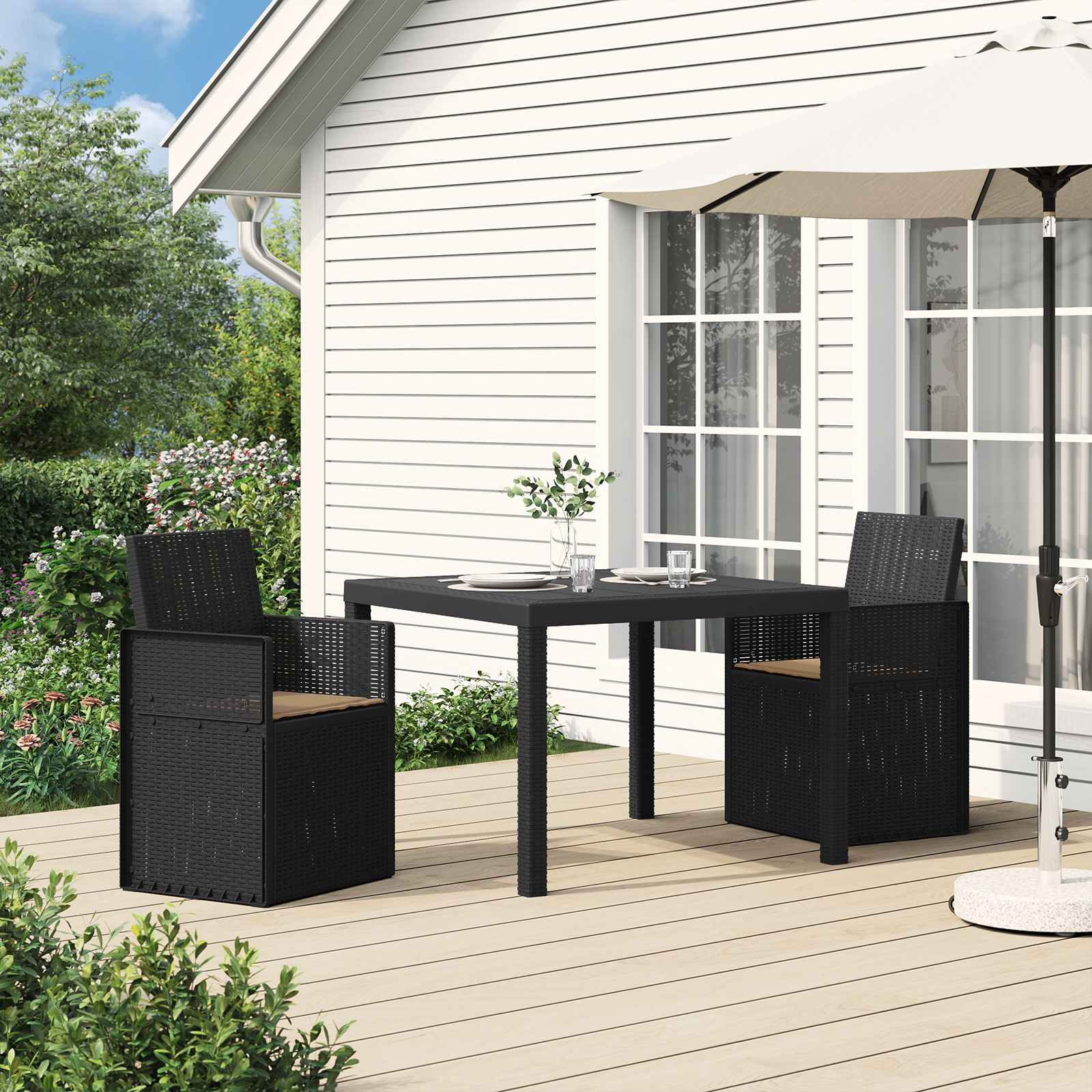 Tuin Eetstoelen 2 pcs Antracietkleurig en taupe PP is nu te koop bij PeponiXL, paradijselijk wonen!