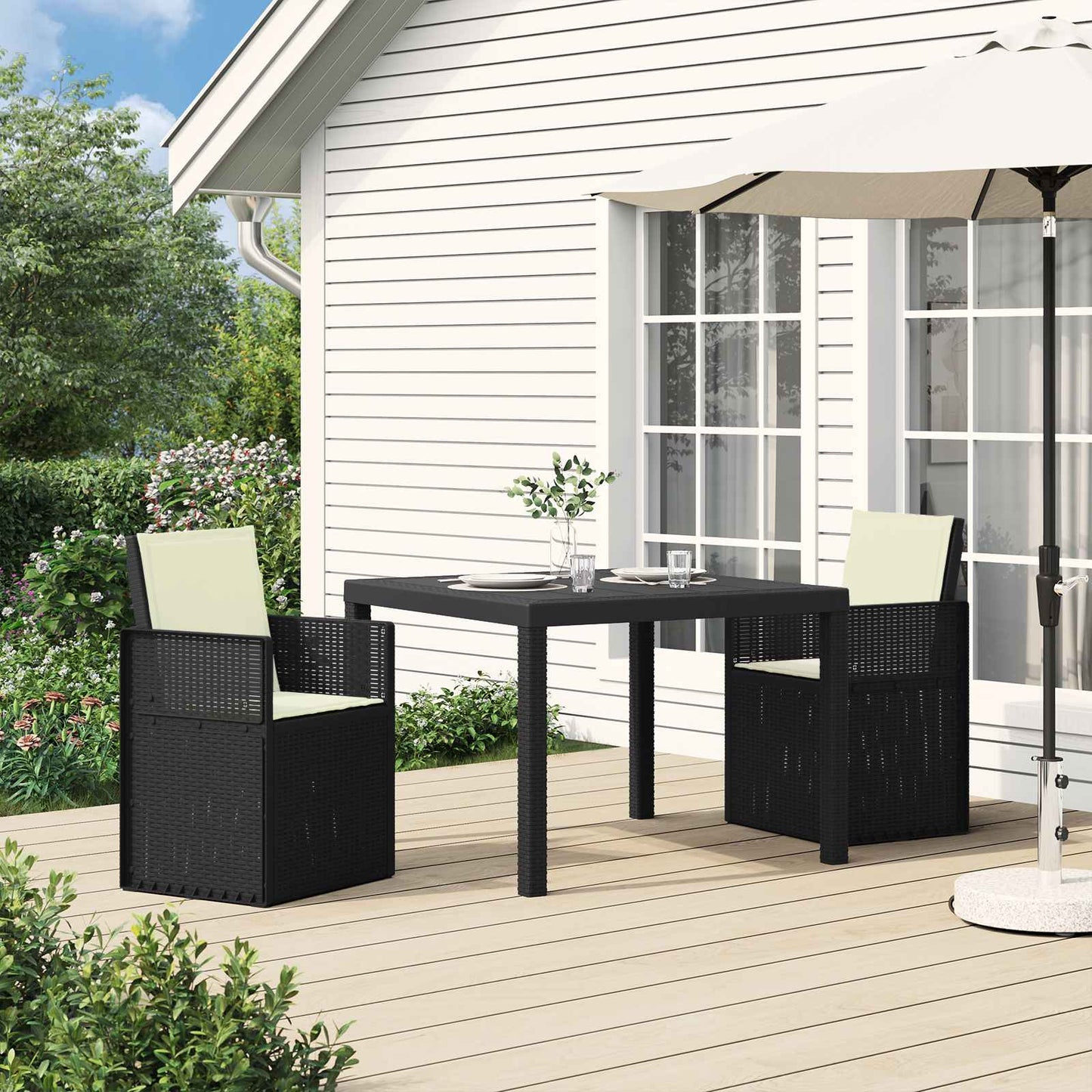 Tuin Eetstoelen 2 pcs Antraciet- en crèmekleurig PP is nu te koop bij PeponiXL, paradijselijk wonen!