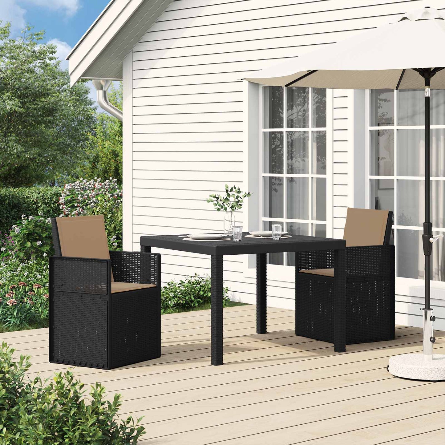 Tuin Eetstoelen 2 pcs Antracietkleurig en taupe PP is nu te koop bij PeponiXL, paradijselijk wonen!