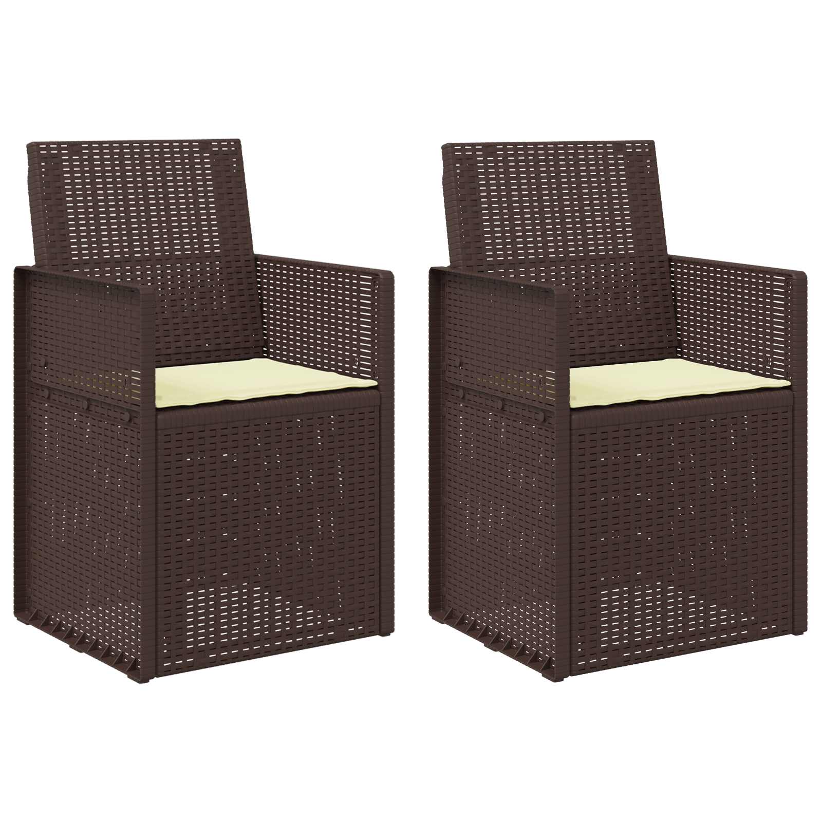 Tuin Eetstoelen 2 pcs Bruin en crèmekleurig PP is nu te koop bij PeponiXL, paradijselijk wonen!