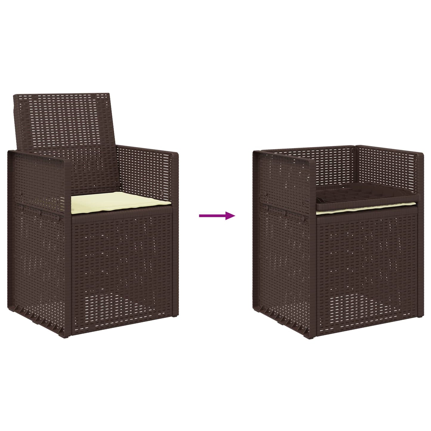Tuin Eetstoelen 2 pcs Bruin en crèmekleurig PP is nu te koop bij PeponiXL, paradijselijk wonen!