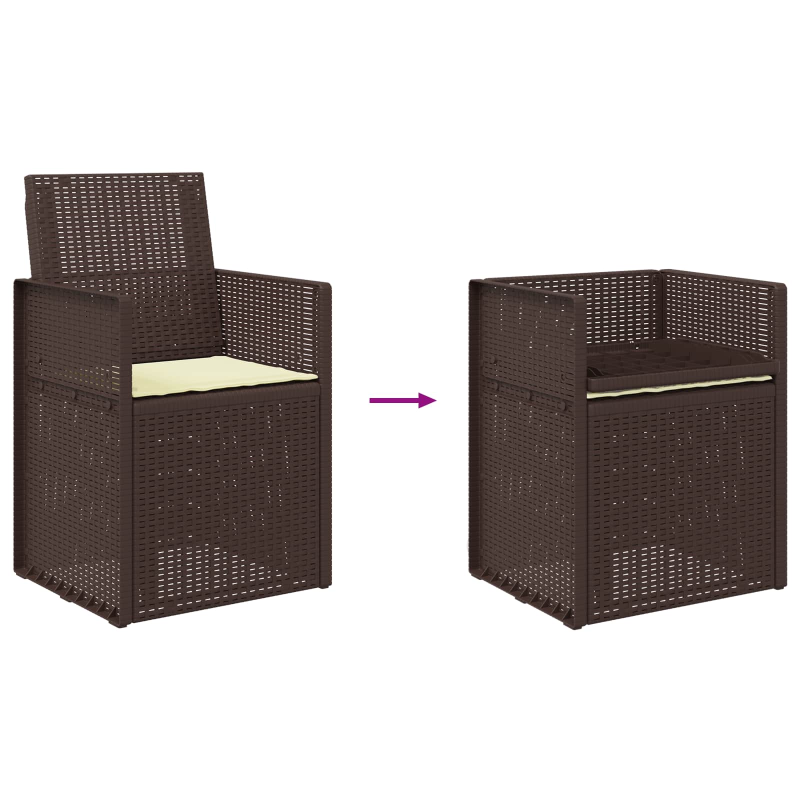 Tuin Eetstoelen 2 pcs Bruin en crèmekleurig PP is nu te koop bij PeponiXL, paradijselijk wonen!