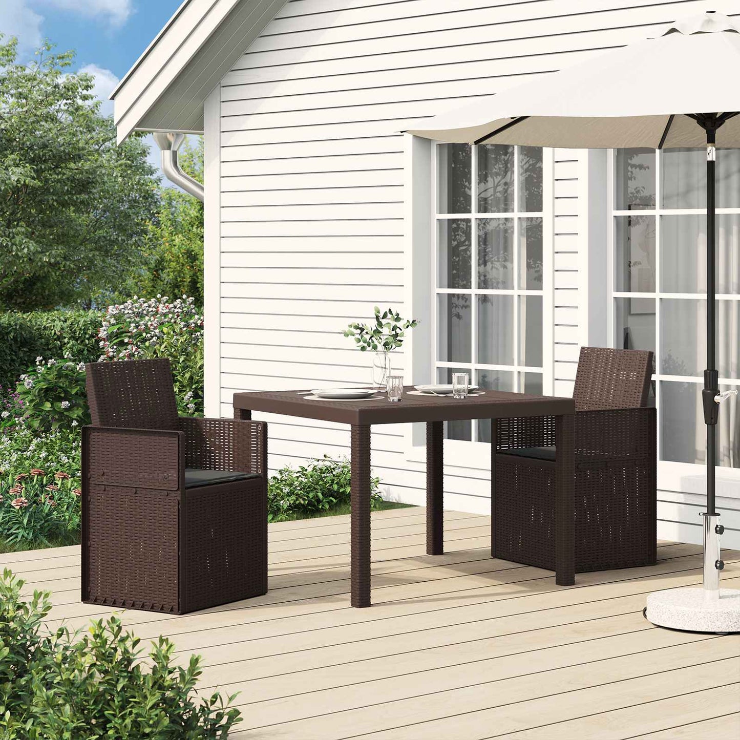 Tuin Eetstoelen 2 pcs Bruin en antracietkleurig PP is nu te koop bij PeponiXL, paradijselijk wonen!
