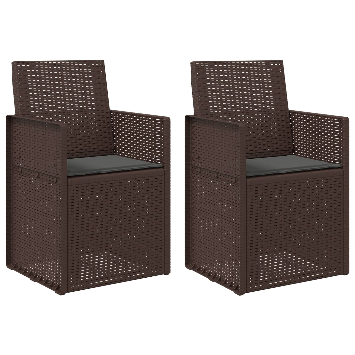 Tuin Eetstoelen 2 pcs Bruin en antracietkleurig PP is nu te koop bij PeponiXL, paradijselijk wonen!