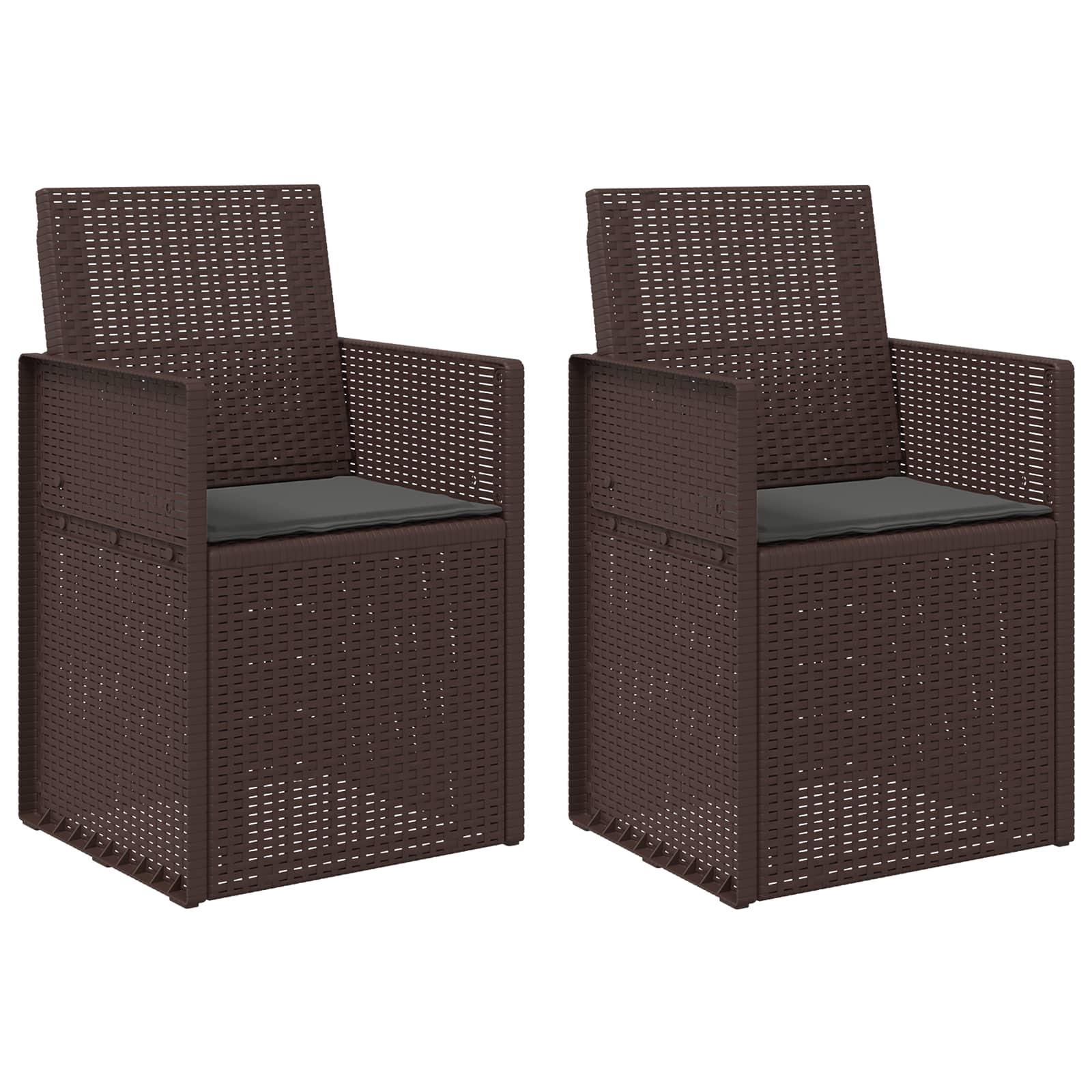 Tuin Eetstoelen 2 pcs Bruin en antracietkleurig PP is nu te koop bij PeponiXL, paradijselijk wonen!