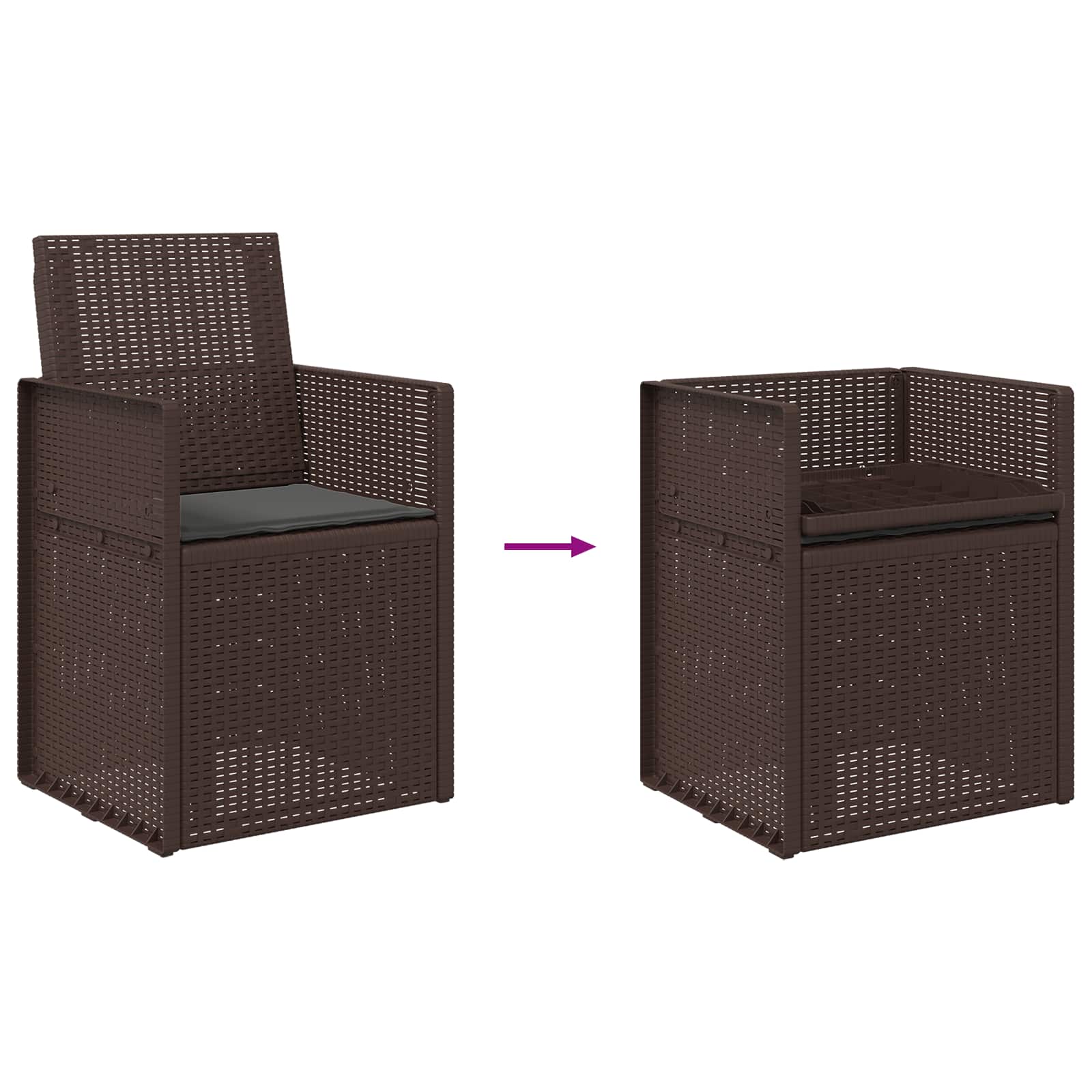 Tuin Eetstoelen 2 pcs Bruin en antracietkleurig PP is nu te koop bij PeponiXL, paradijselijk wonen!