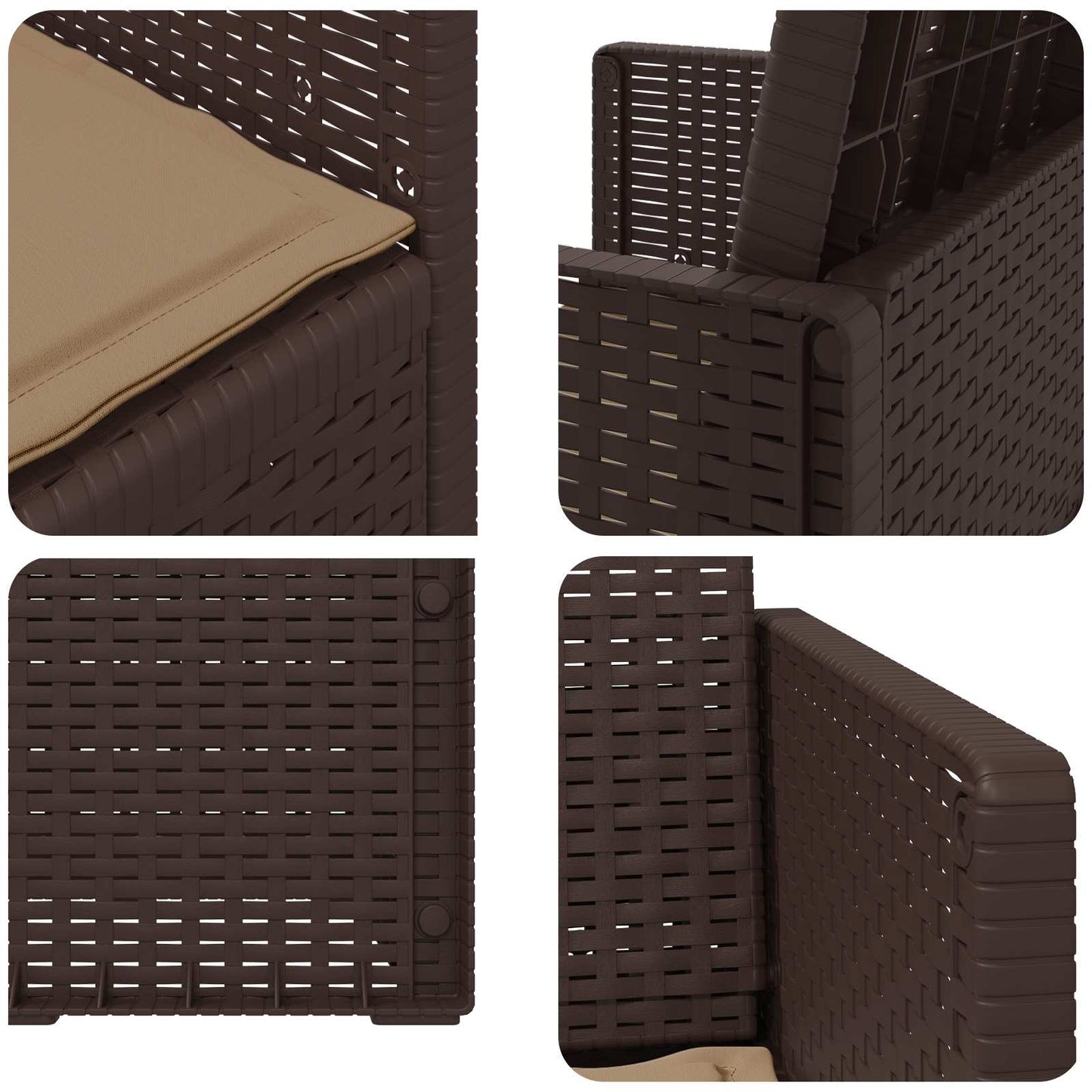 Tuin Eetstoelen 2 pcs Bruin en Taupe PP is nu te koop bij PeponiXL, paradijselijk wonen!