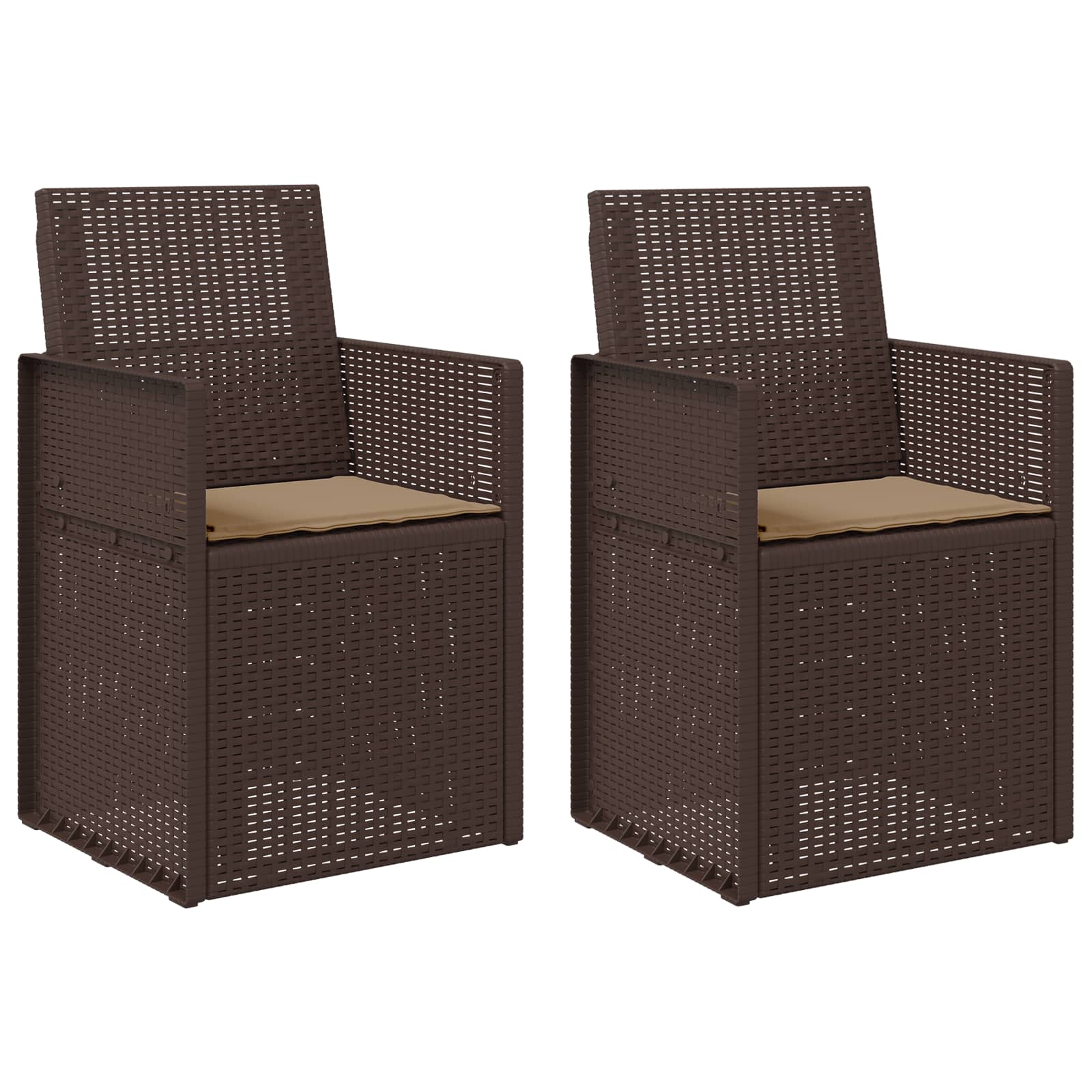 Tuin Eetstoelen 2 pcs Bruin en Taupe PP is nu te koop bij PeponiXL, paradijselijk wonen!