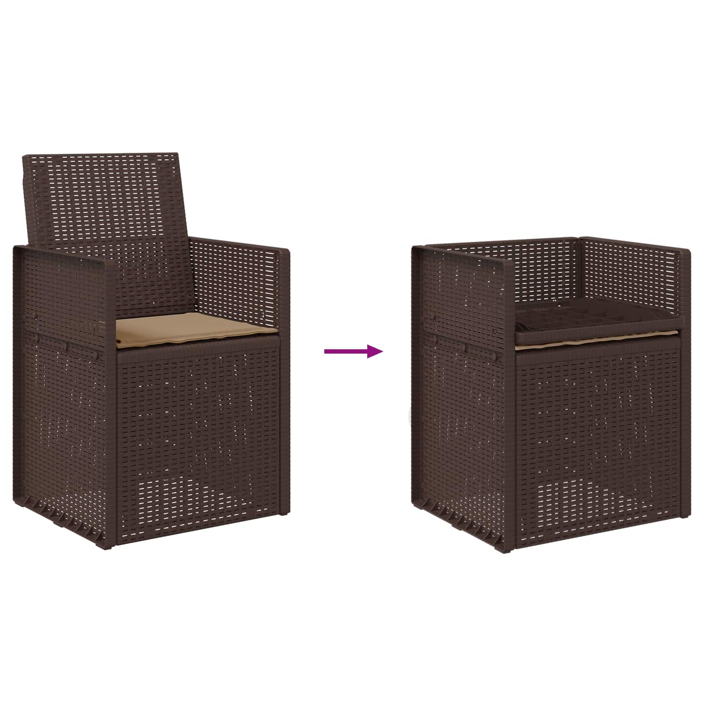 Tuin Eetstoelen 2 pcs Bruin en Taupe PP is nu te koop bij PeponiXL, paradijselijk wonen!
