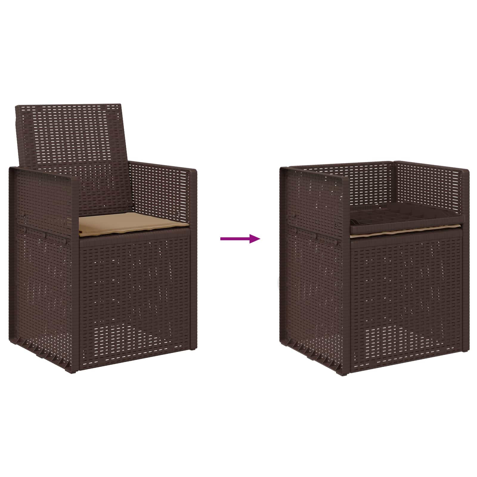 Tuin Eetstoelen 2 pcs Bruin en Taupe PP is nu te koop bij PeponiXL, paradijselijk wonen!