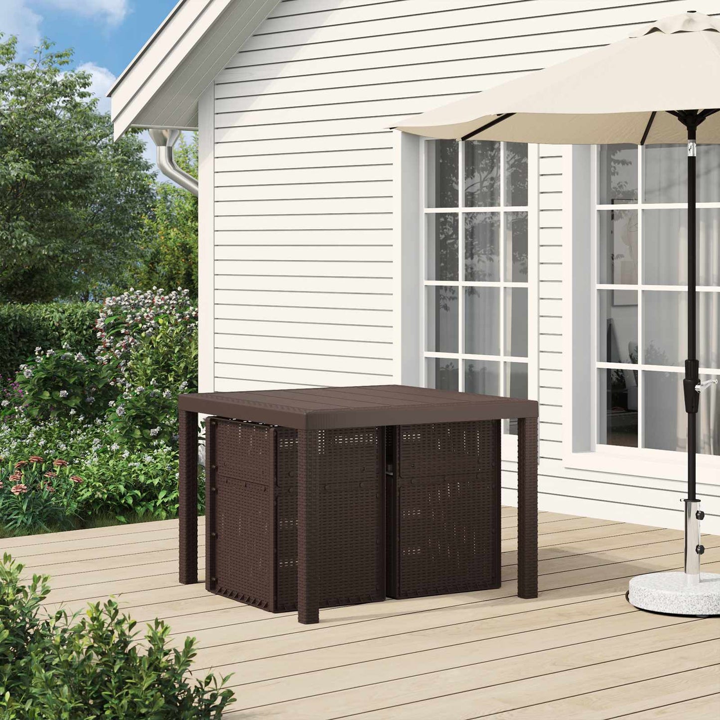 Tuin Eetstoelen 2 pcs Bruin en lichtgrijs PP is nu te koop bij PeponiXL, paradijselijk wonen!