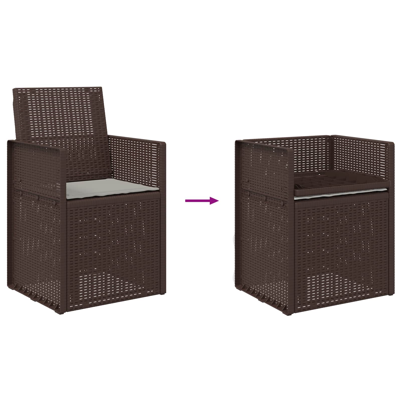 Tuin Eetstoelen 2 pcs Bruin en lichtgrijs PP is nu te koop bij PeponiXL, paradijselijk wonen!